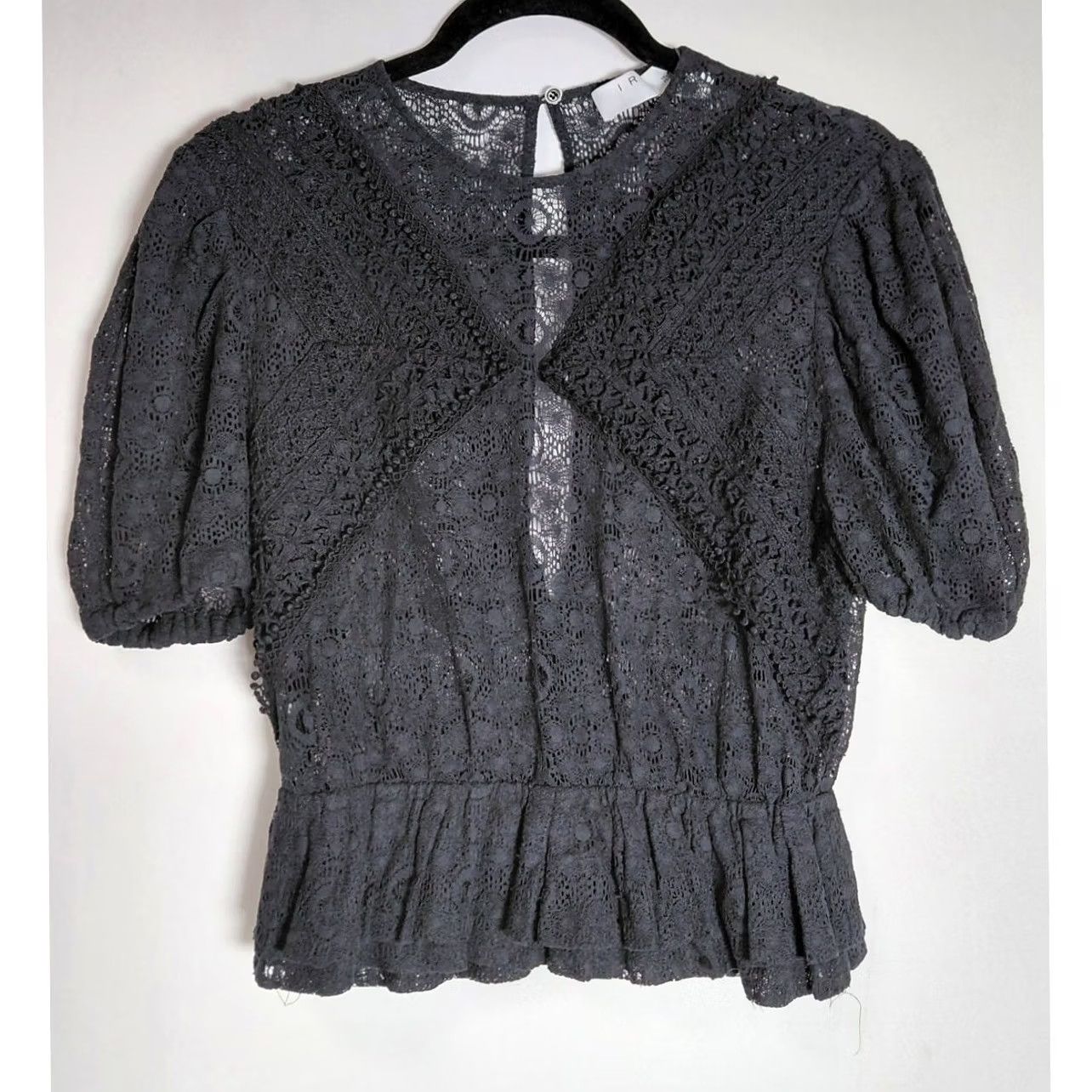 Iro IRO Lace Top Women Size 34 Black Solid Short Sleeve Size XXS / US 00 / IT 34 - 2 Thumbnail
