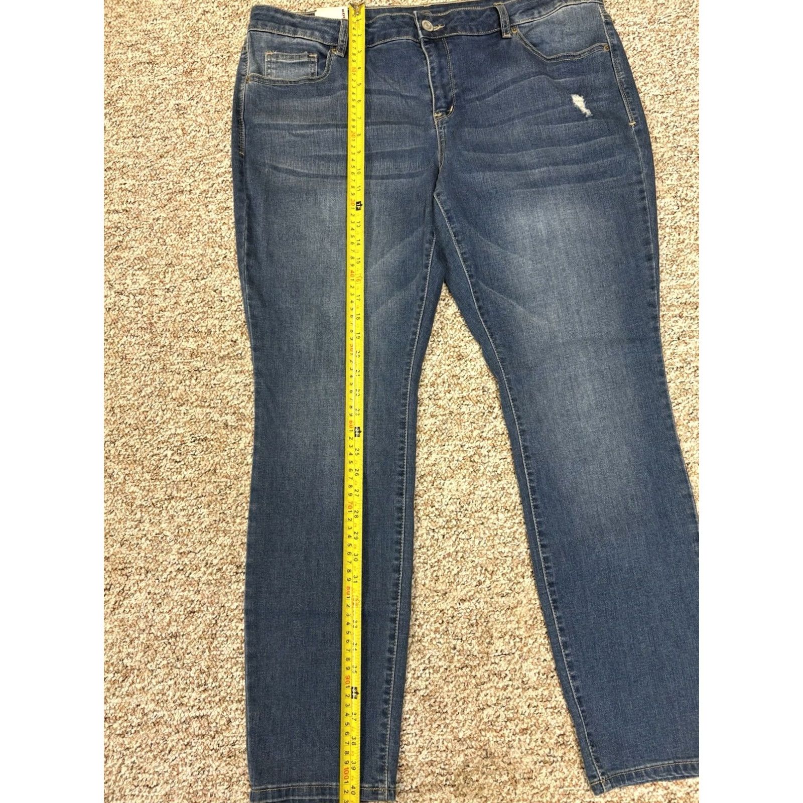Vintage Kohls Low Rise Skinny Jeans Womens Size 22 Dark Blue Distressed - 45 in Size 30" / US 8 / IT 44 - 5 Thumbnail