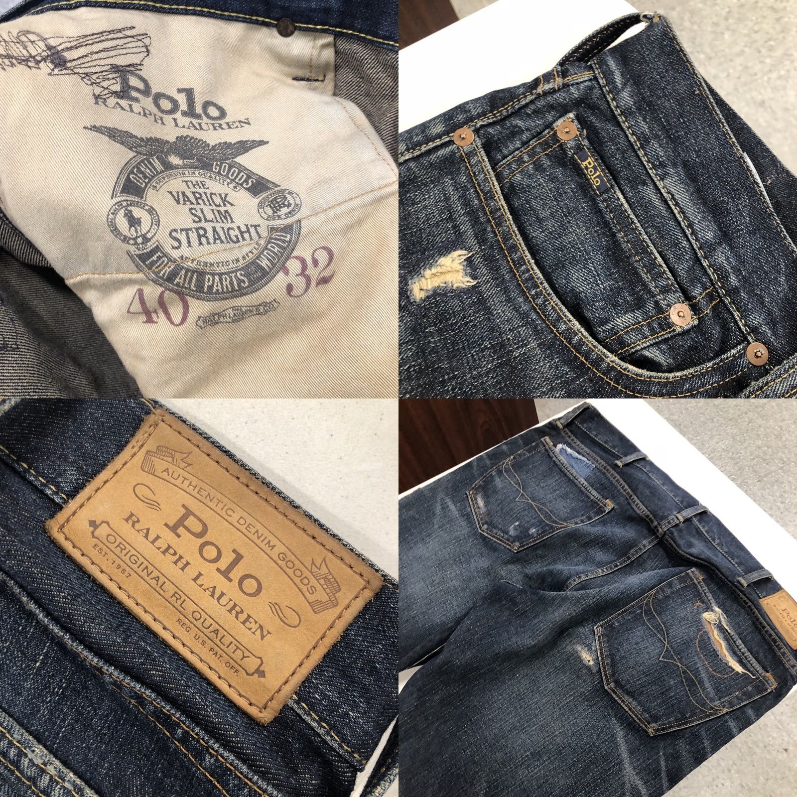 Polo Ralph Lauren Polo Ralph Lauren Jeans Varick Slim Straight Patch Blue 42x32 Button Fly Denim Stretch 5-Pocket Mens Regular Modern Vintage: No Size US XL / EU 56 / 4 - 8 Thumbnail