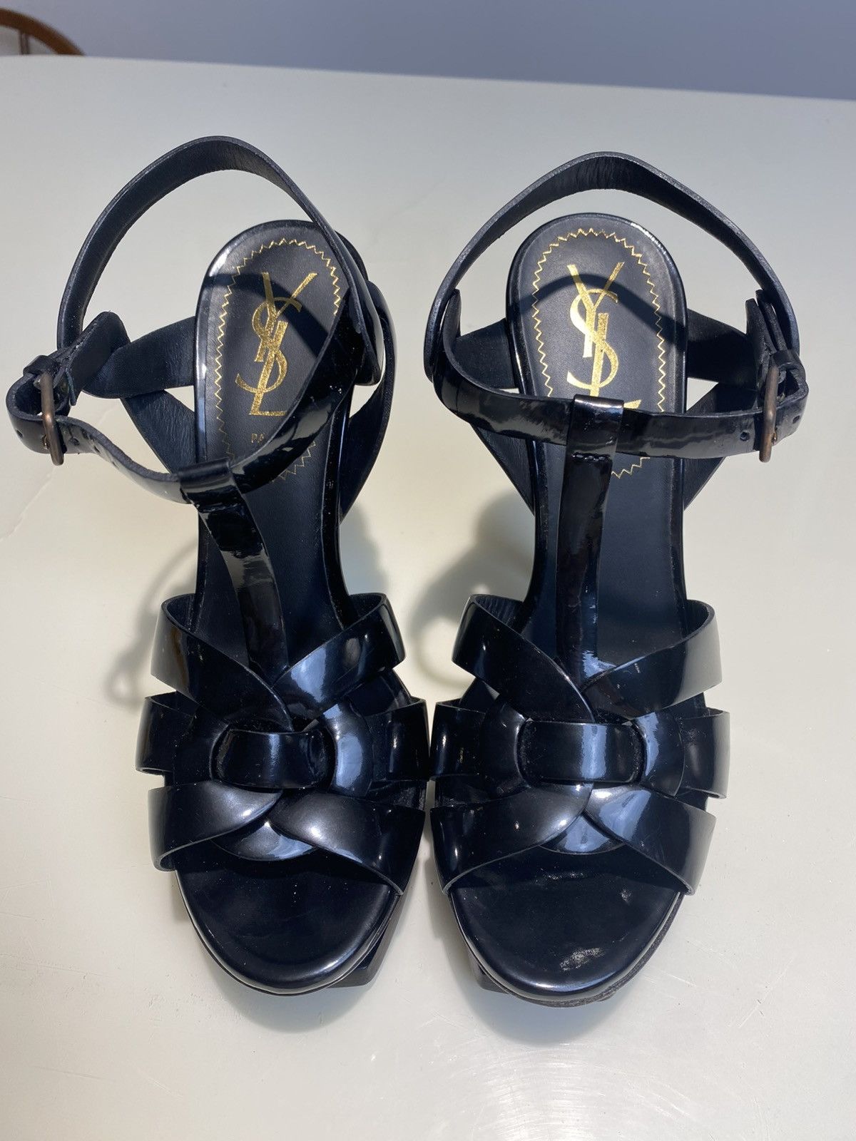 Yves Saint Laurent YSL Pastel Black Patent Leather Tribute Heels Size5 Size US 5 / IT 35 - 3 Thumbnail