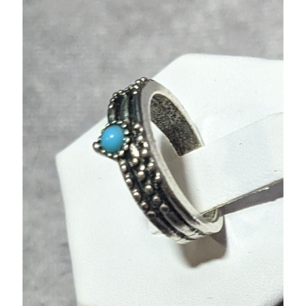 Other Southwestern Style Silver Tone Textured Stone Turquoise Ston Size ONE SIZE - 4 Thumbnail