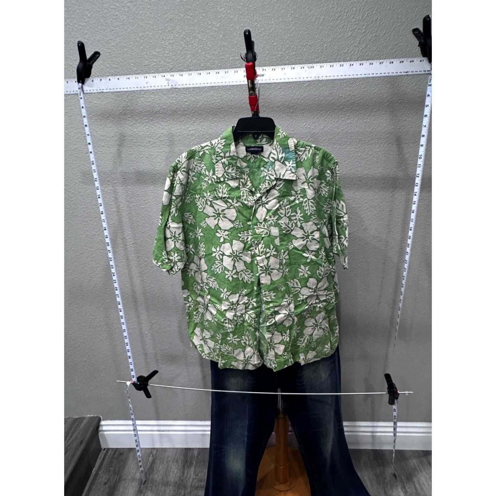 Lands' End Lands End Shirt Men L Short Sleeve Button Up Apple Green Floral Linen Blend Size US L / EU 52-54 / 3 - 2 Thumbnail