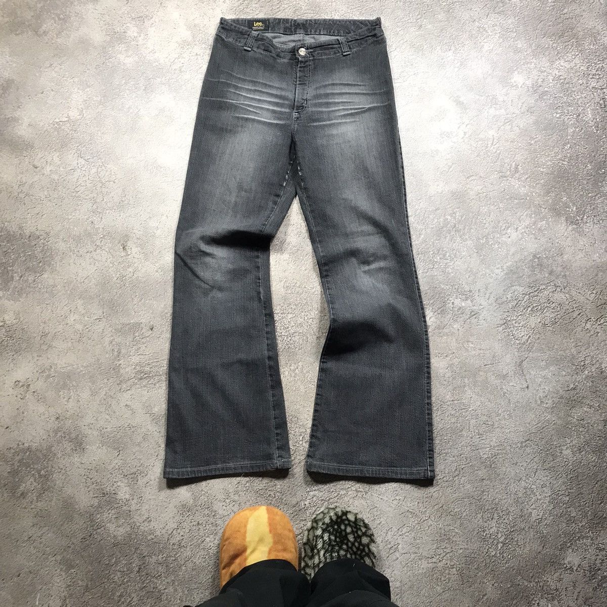 Vintage Y2K Lee Baggy Wide Leg Distressed Jeans Grunge 90s Logo 28 Size 28" / US 6 / IT 42 - 2 Thumbnail