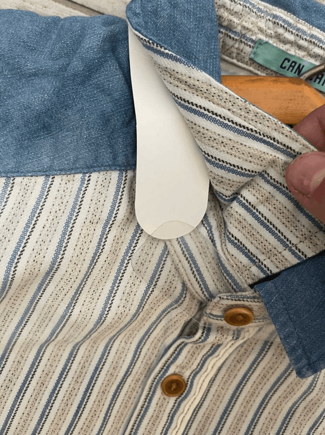 Scotch & Soda Basic Cotton Stripe Denim Button Up Shirt Scotch&Soda Size US L / EU 52-54 / 3 - 3 Thumbnail