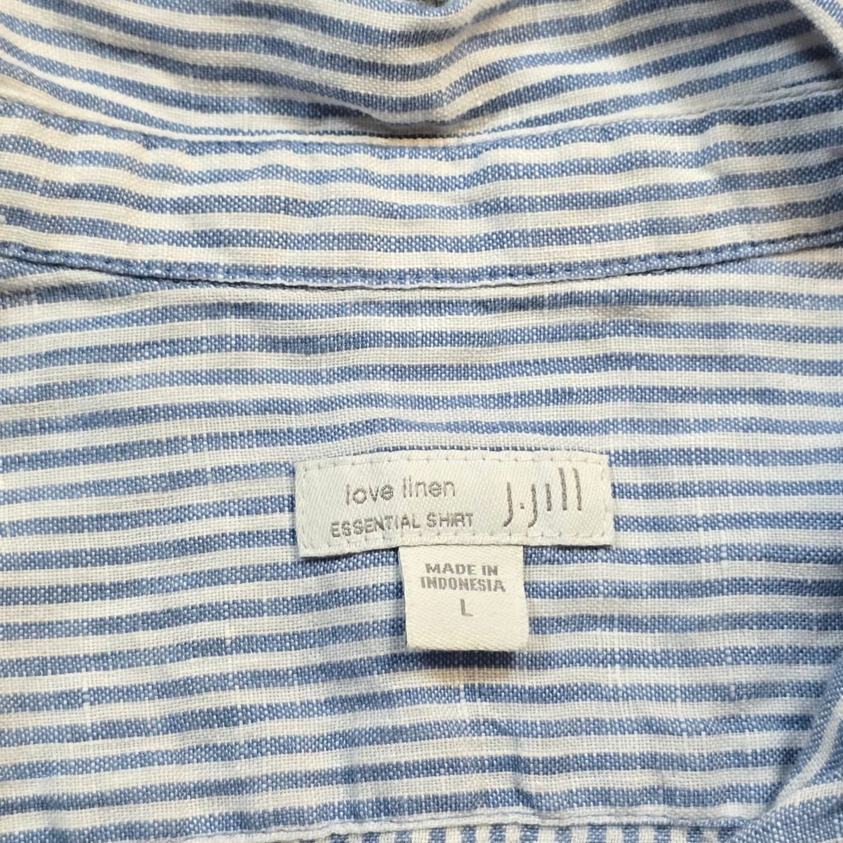 J. Jill J. Jill Top Women Large Blue Stripe Linen Button Long Sleeve Beach Casual Coastal Size L / US 10 / IT 46 - 3 Thumbnail