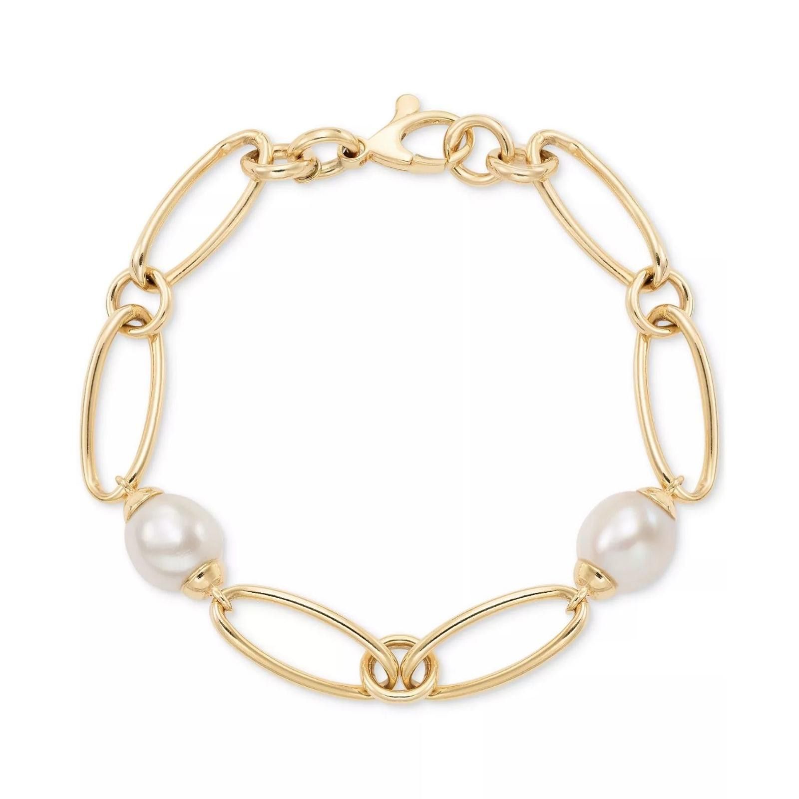 Macys Pearl Oval Link Bracelet in 14k Gold-Plated Sterling Silver Size ONE SIZE - 1 Thumbnail