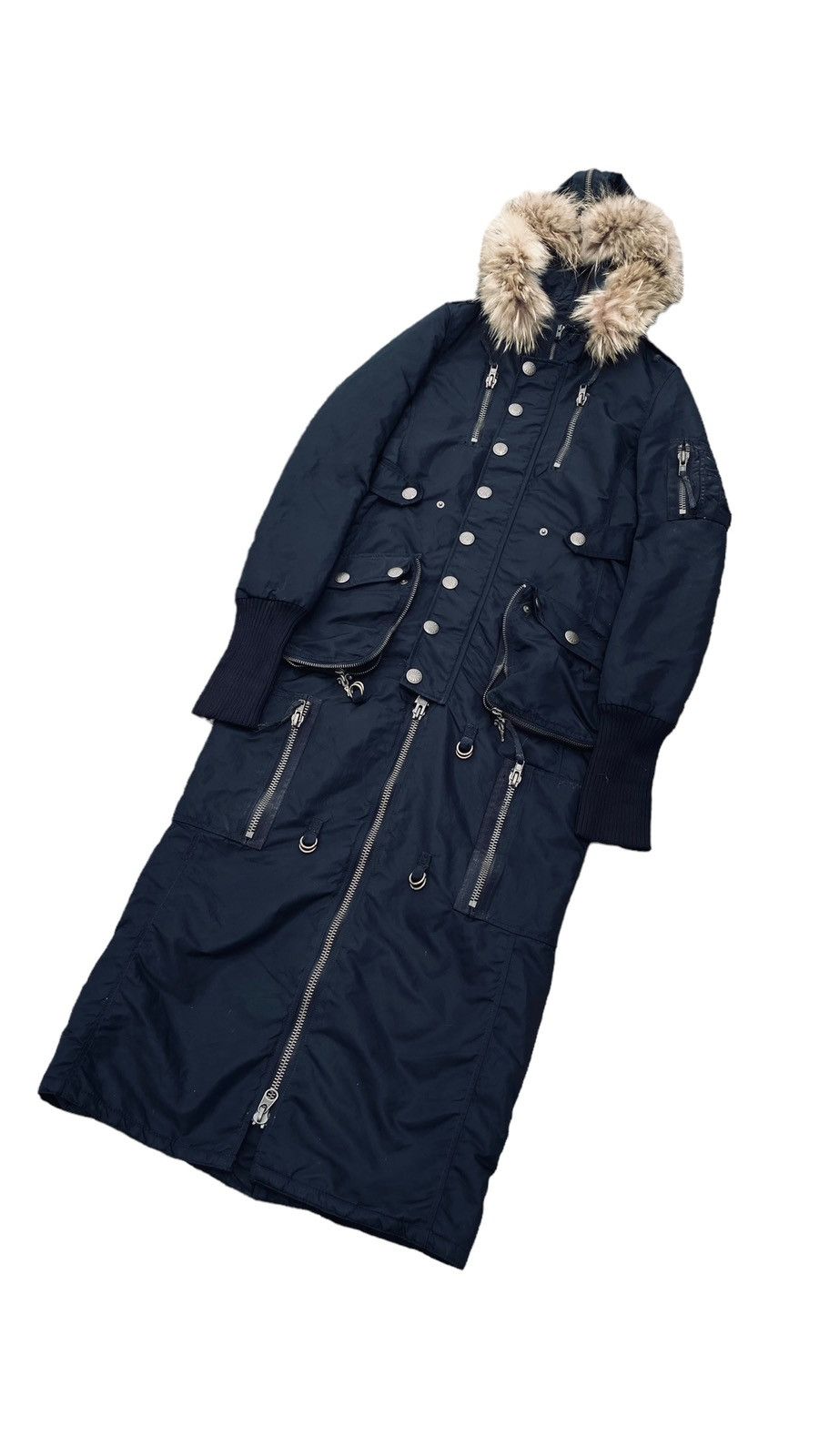 14th Addiction 2000s SLY - Fur Hoodie Extra Long Cargo Jacket Size US S / EU 44-46 / 1 - 1 Thumbnail