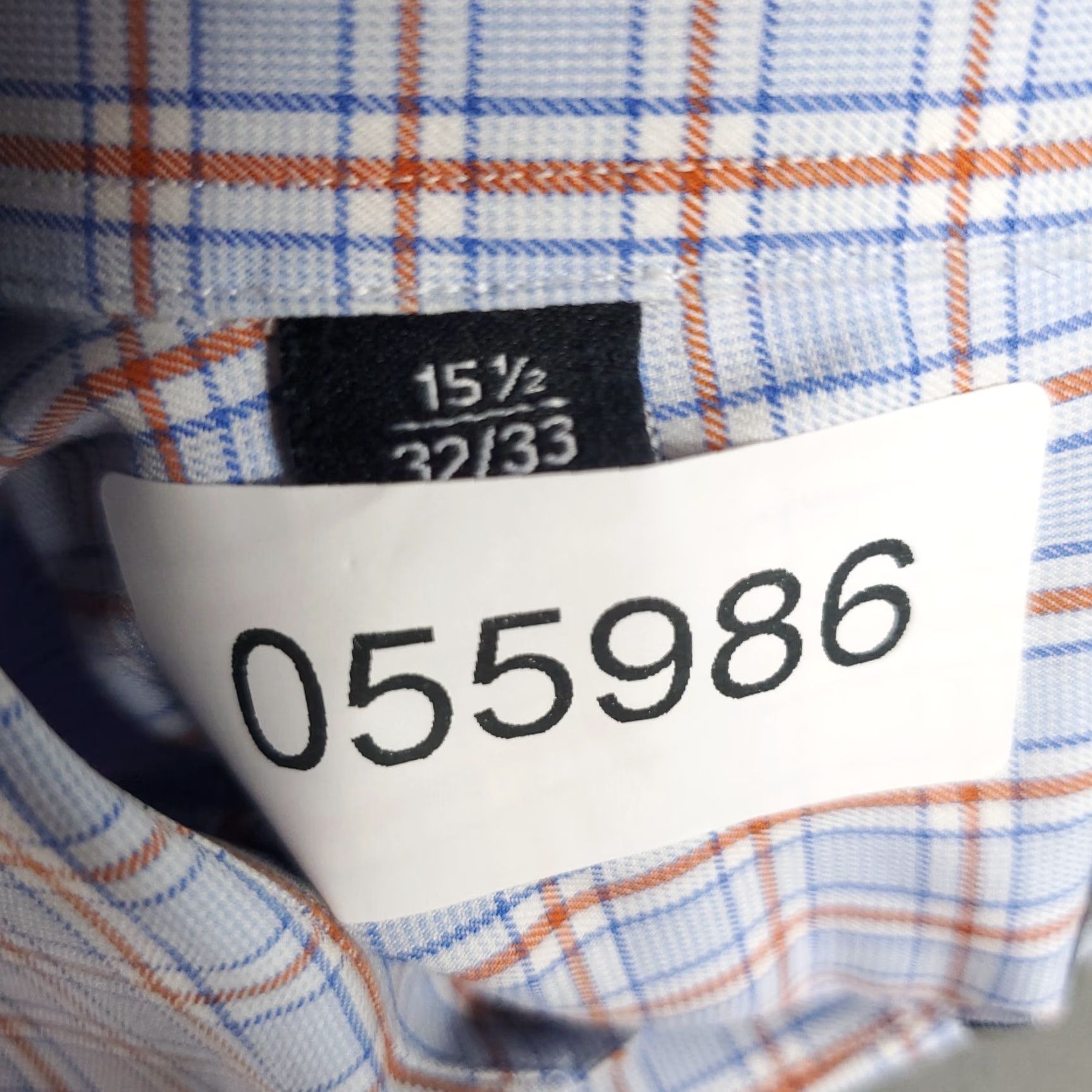 David Donahue David Donahue Dress Shirt Mens 15.5 Blue Plaid Long Sleeve Button Up Casual Formal Size 40R - 8 Thumbnail