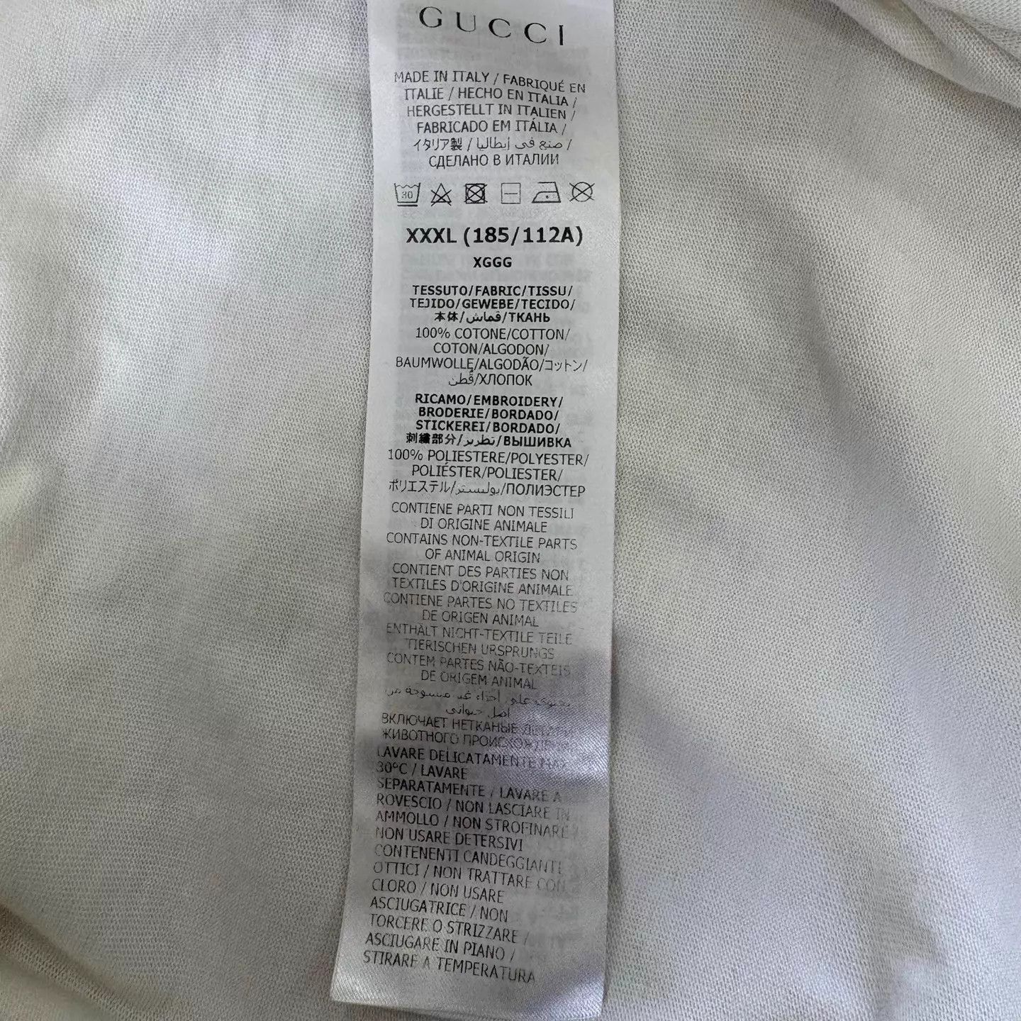 Gucci Gucci White Animal Print Embroidered Logo Short Tee XXXL Size US XXL / EU 58 / 5 - 4 Thumbnail