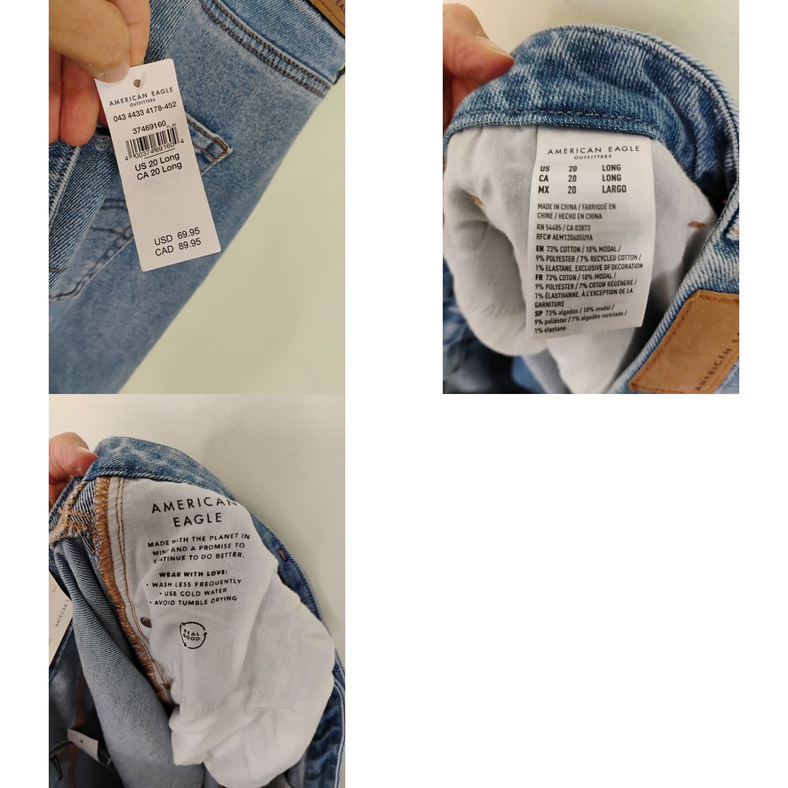 American Eagle Outfitters American Eagle Outfitters Jeans Distressed Stretch Mom 20 Long 40x31 Blue Womens Plus Size 42" / US 20 - 9 Thumbnail