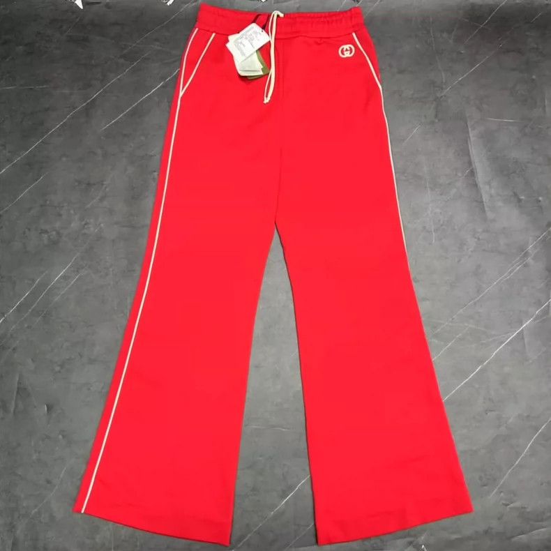 Gucci gucci red wide-leg logo pants-dmc Size US 31 - 1 Thumbnail