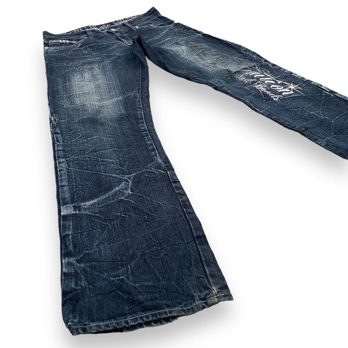 If Six Was Nine × Japanese Brand × Le Grande Bleu (L.G.B.) 🇯🇵 VINTAGE WILD LIFE POEM PUNK WASHED DENIM PANTS Size US 32 / EU 48 - 3 Thumbnail