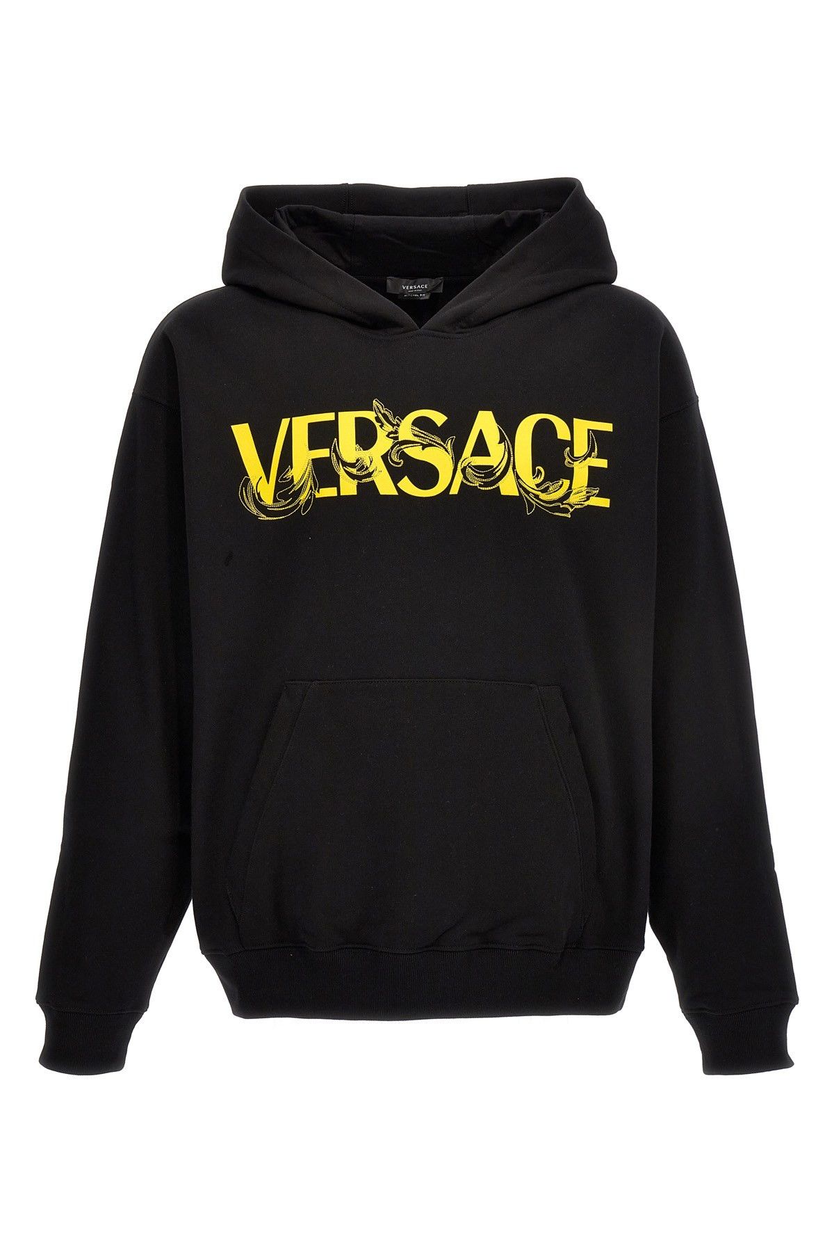 image of Versace Embroidered Logo Hoodie in Black, Men's (Size XL)
