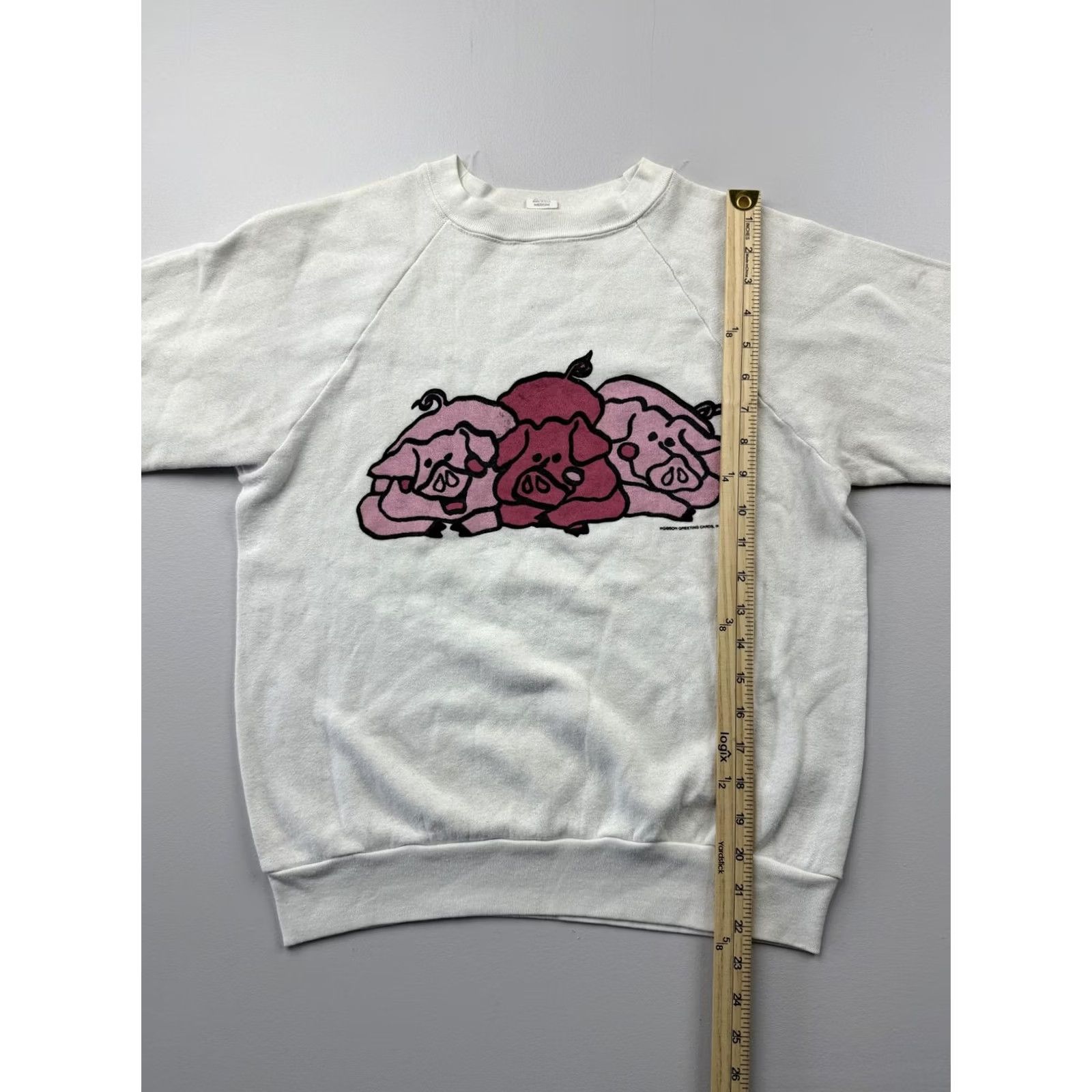 Vintage VINTAGE Sweatshirt Womens M White Pig Cartoon Fleece Crewneck VTG USA Regular Raglan Sleeve Cotton Polyester Graphic Print Size M / US 6-8 / IT 42-44 - 4 Thumbnail