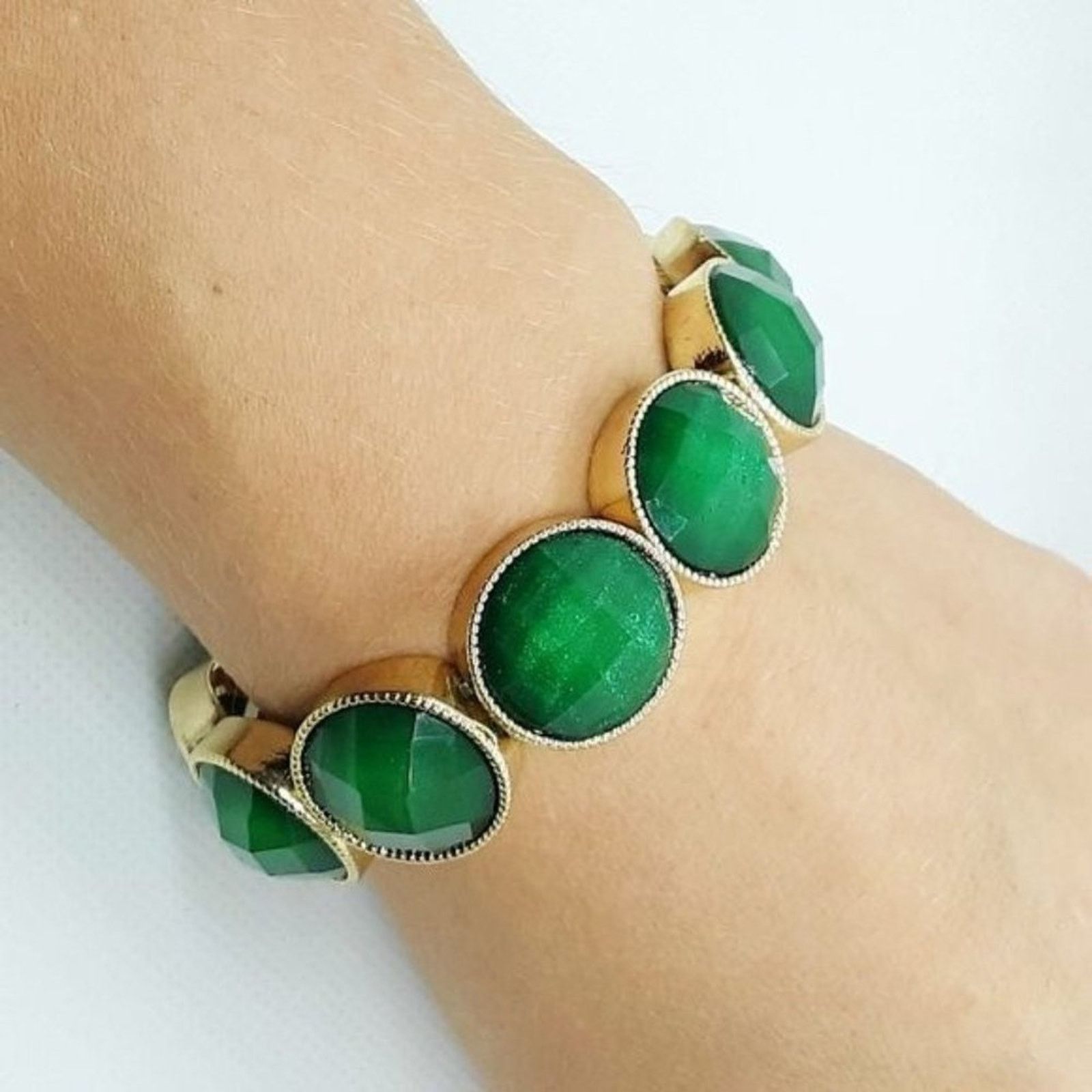 Anthropologie Anthropologie Bangle Bracelet Stretch NEW Emerald Green Size ONE SIZE - 3 Thumbnail