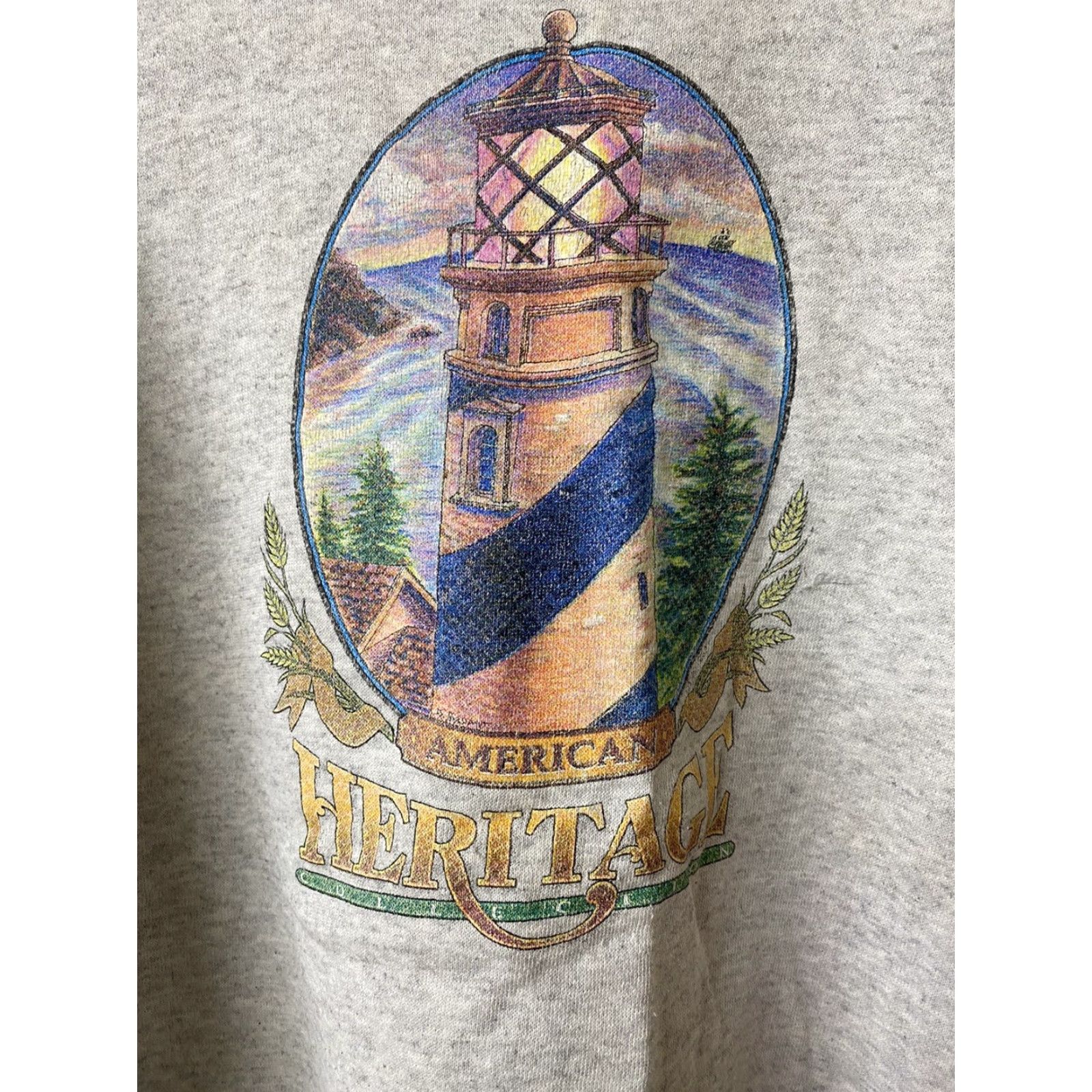 Vintage VINTAGE Heritage Sweatshirt Mens L Gray Cotton Lighthouse 90s American Outdoor Pullover Crew Neck B1 Size US L / EU 52-54 / 3 - 2 Thumbnail