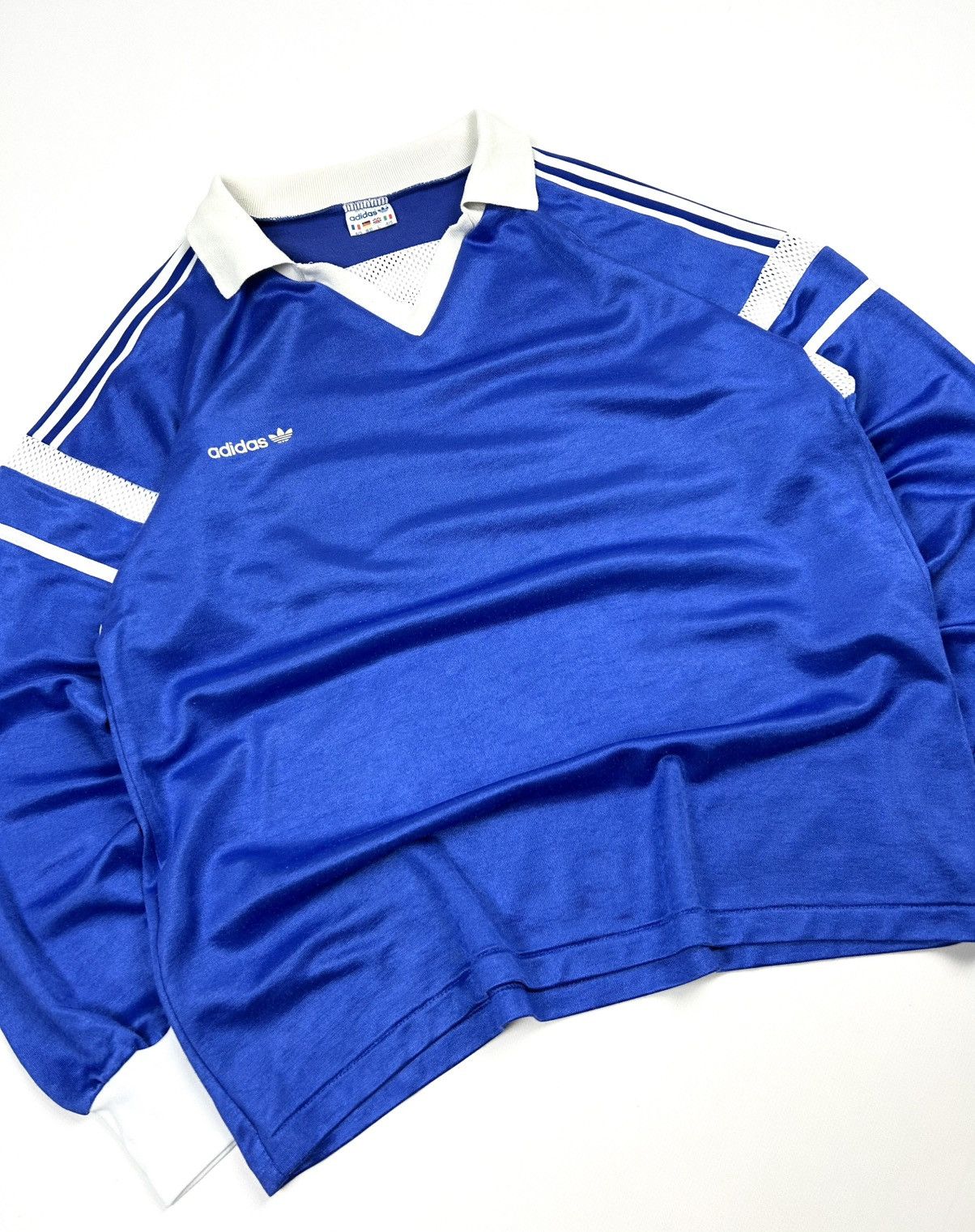 Adidas RARE Adidas 80s Vintage Soccer Jersey Blue L Made in France Size US L / EU 52-54 / 3 - 12 Thumbnail