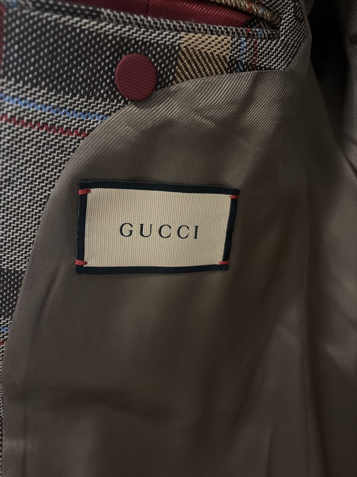 Gucci Gucci GG Plaid Double-Breasted Wool Blazer (Michele Era) Size 38R - 7 Thumbnail