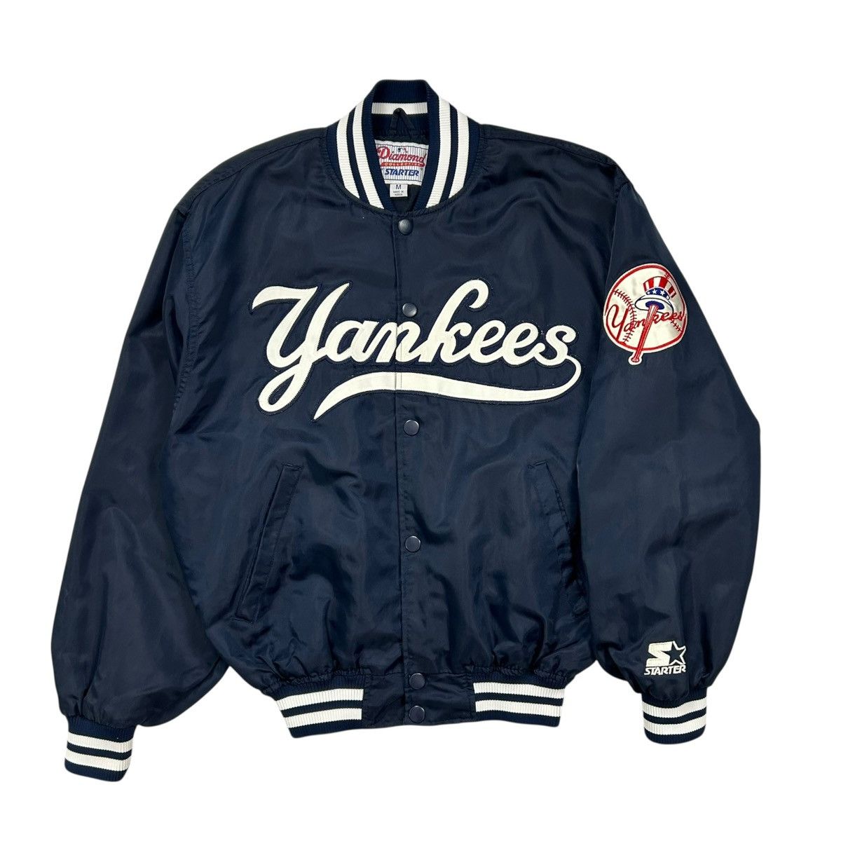 VTG 90s NEW YORK YANKEES STARTER SATIN JACKET SCRIPT LOGO