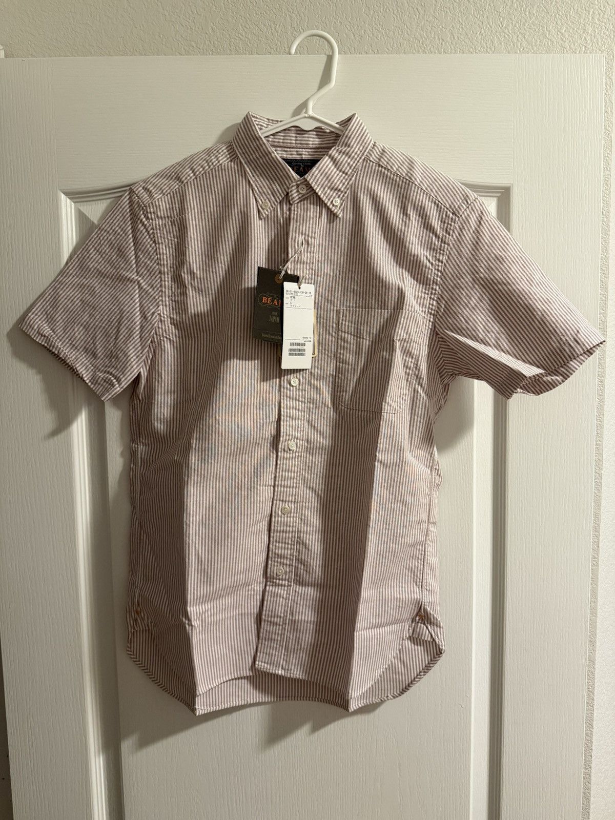 Beams Plus Beams Plus Button Down Short Sleeve Shirt Wine Candy Stripe Size US S / EU 44-46 / 1 - 1 Thumbnail