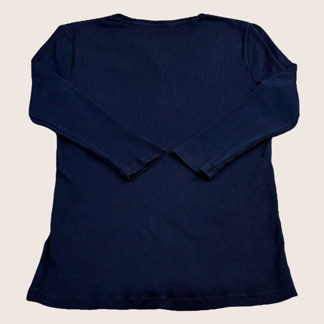 Ralph Lauren Lauren Ralph Lauren Ribbed Top 3/4 Sleeve Navy Medium Women’s Pullover Cotton Slim Size M Short Sleeve? Size M / US 6-8 / IT 42-44 - 1 Thumbnail