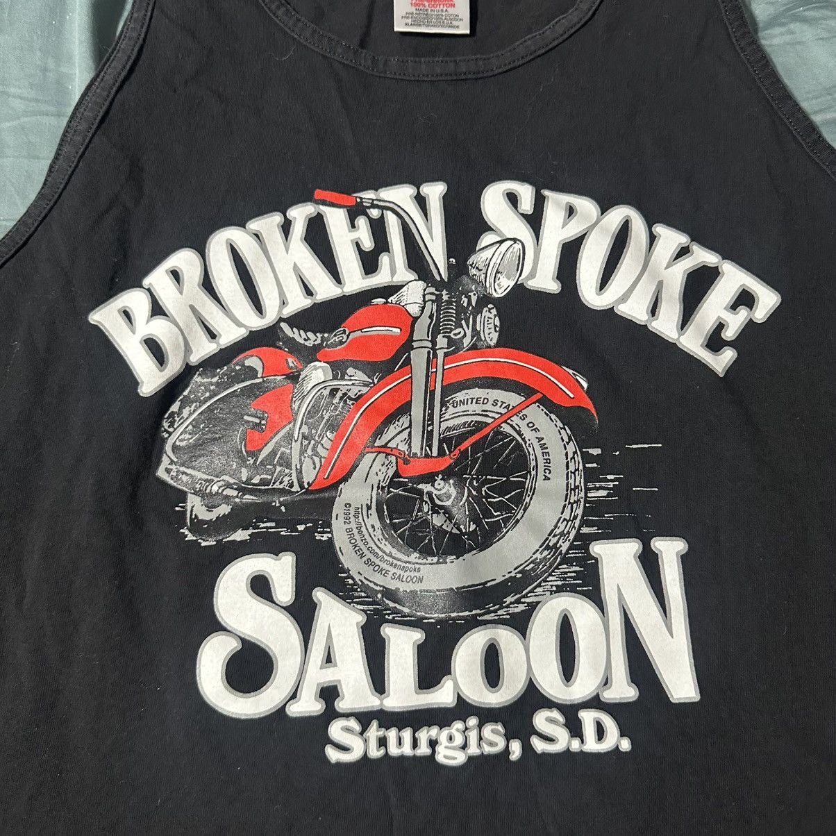 Vintage VTG 90s Broken Spoke Saloon Tank Sturgis Motorcycle Rally Size US XL / EU 56 / 4 - 3 Thumbnail