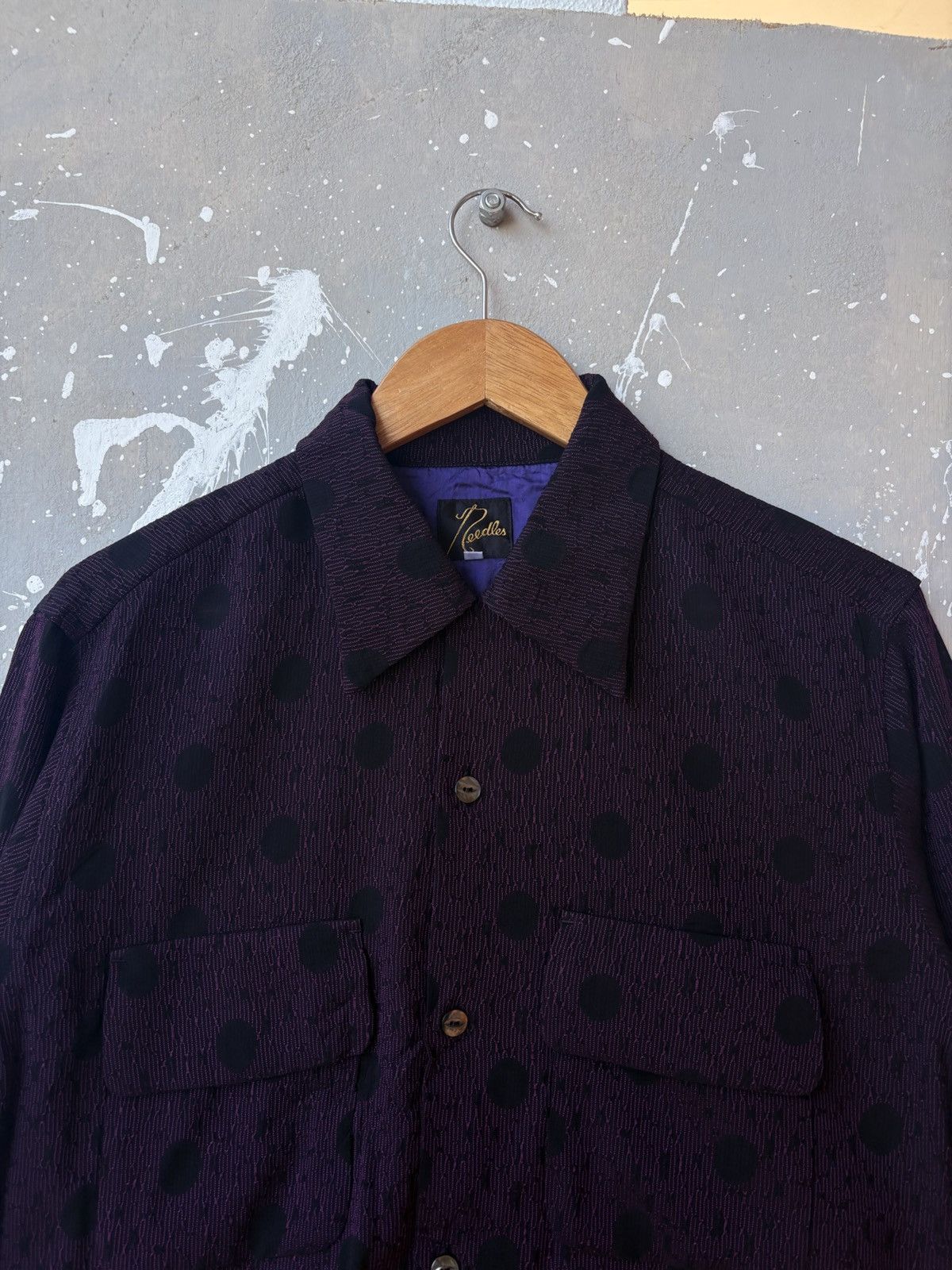 Authentic Needles Polka Dot Jacquard Shirt Purple Cupra Line