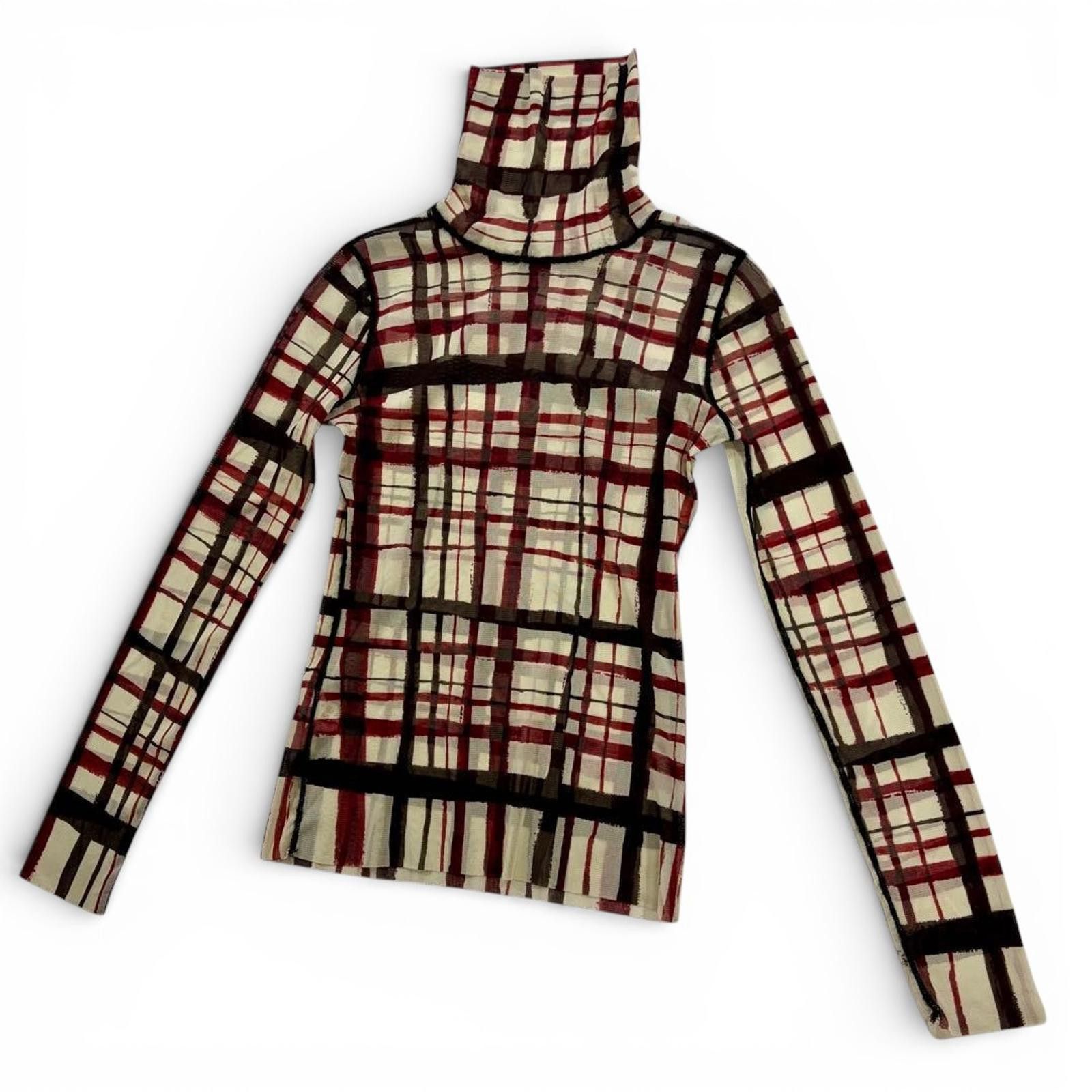 Jean Paul Gaultier Jean Paul Gaultier - Turtleneck Powernet Check Sheer Sleeves Size M / US 6-8 / IT 42-44 - 3 Thumbnail