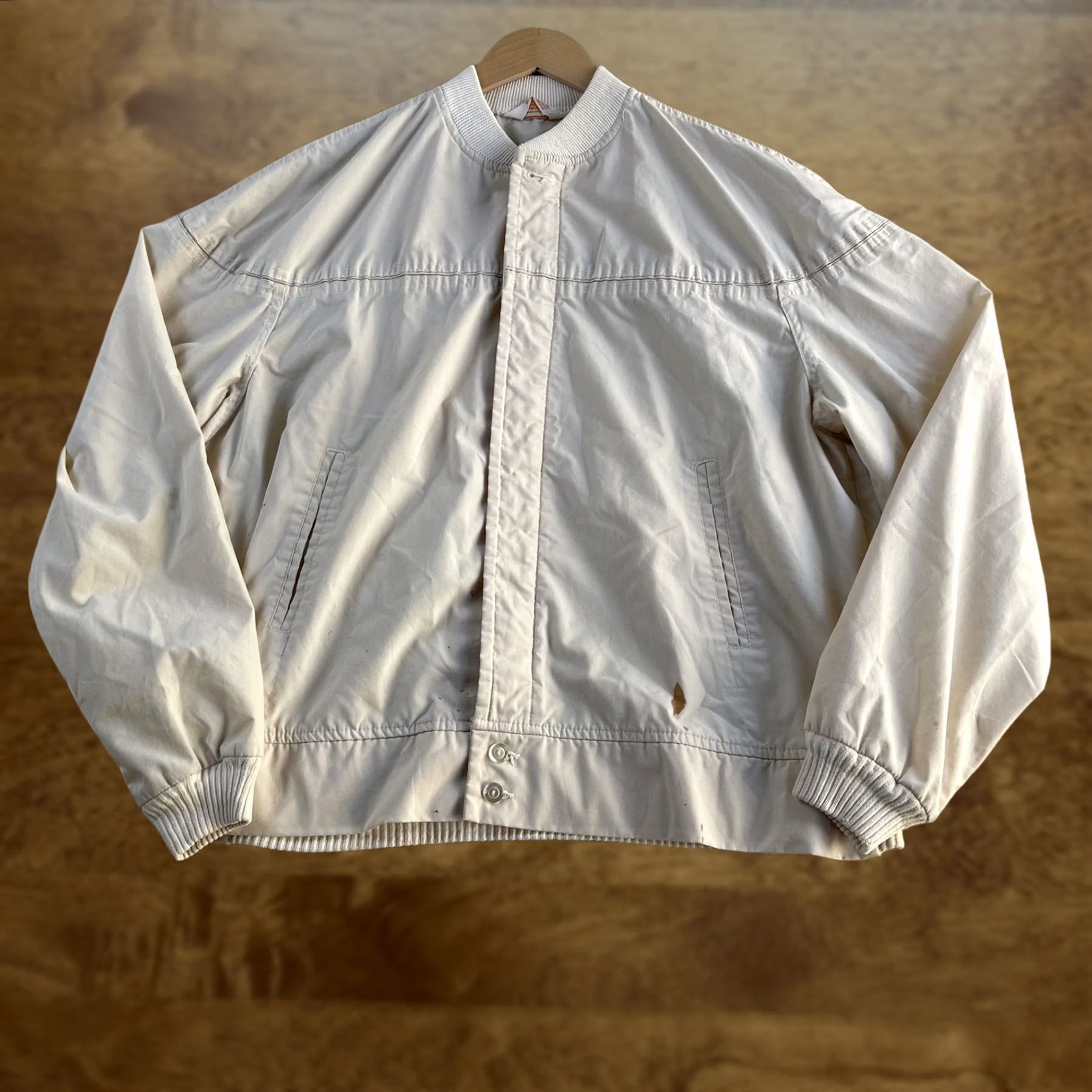Vintage VINTAGE Montgomery Ward Jacket Mens XL Beige Cotton Bomber Zip Lined Short Size US 36 / EU 52 - 1 Thumbnail