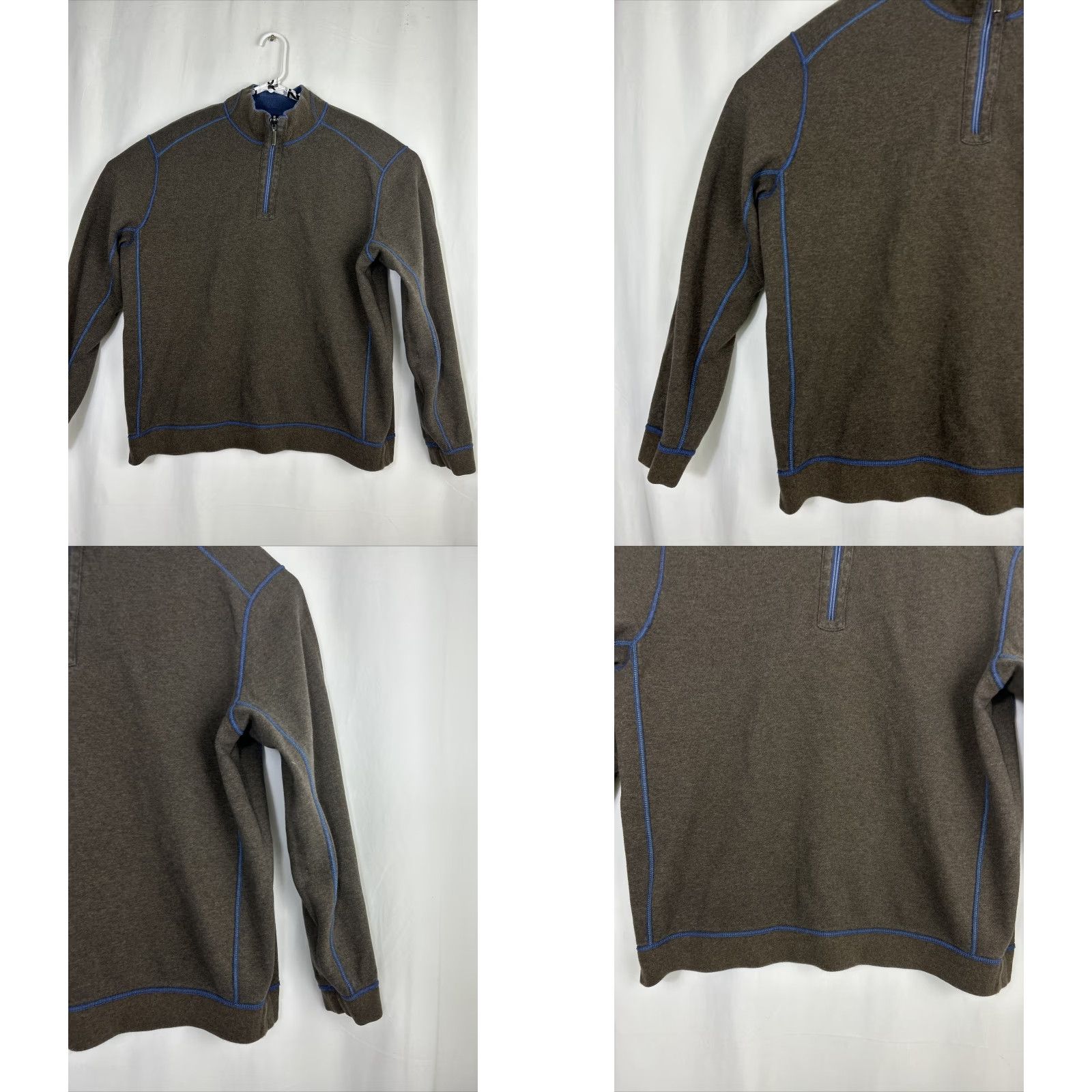 Tommy Bahama VINTAGE Tommy Bahama Mens XL Navy Blue Brown Reversible 1/4 Zip Pullover Sweater Size US XL / EU 56 / 4 - 9 Thumbnail