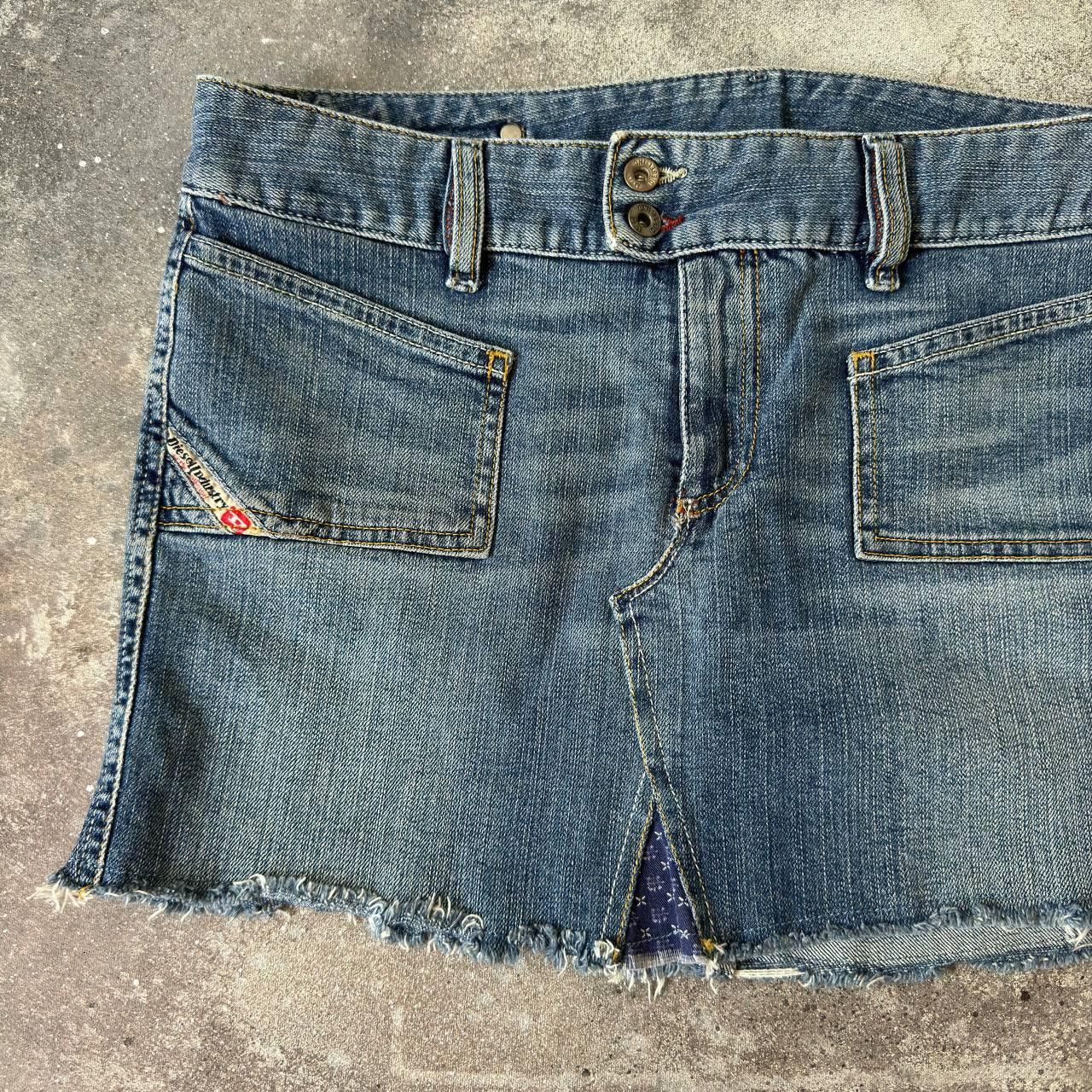 Diesel Y2K Diesel Asymmetric Distressed Washed Denim Mini Skirt Size 32" / US 10 / IT 46 - 3 Thumbnail