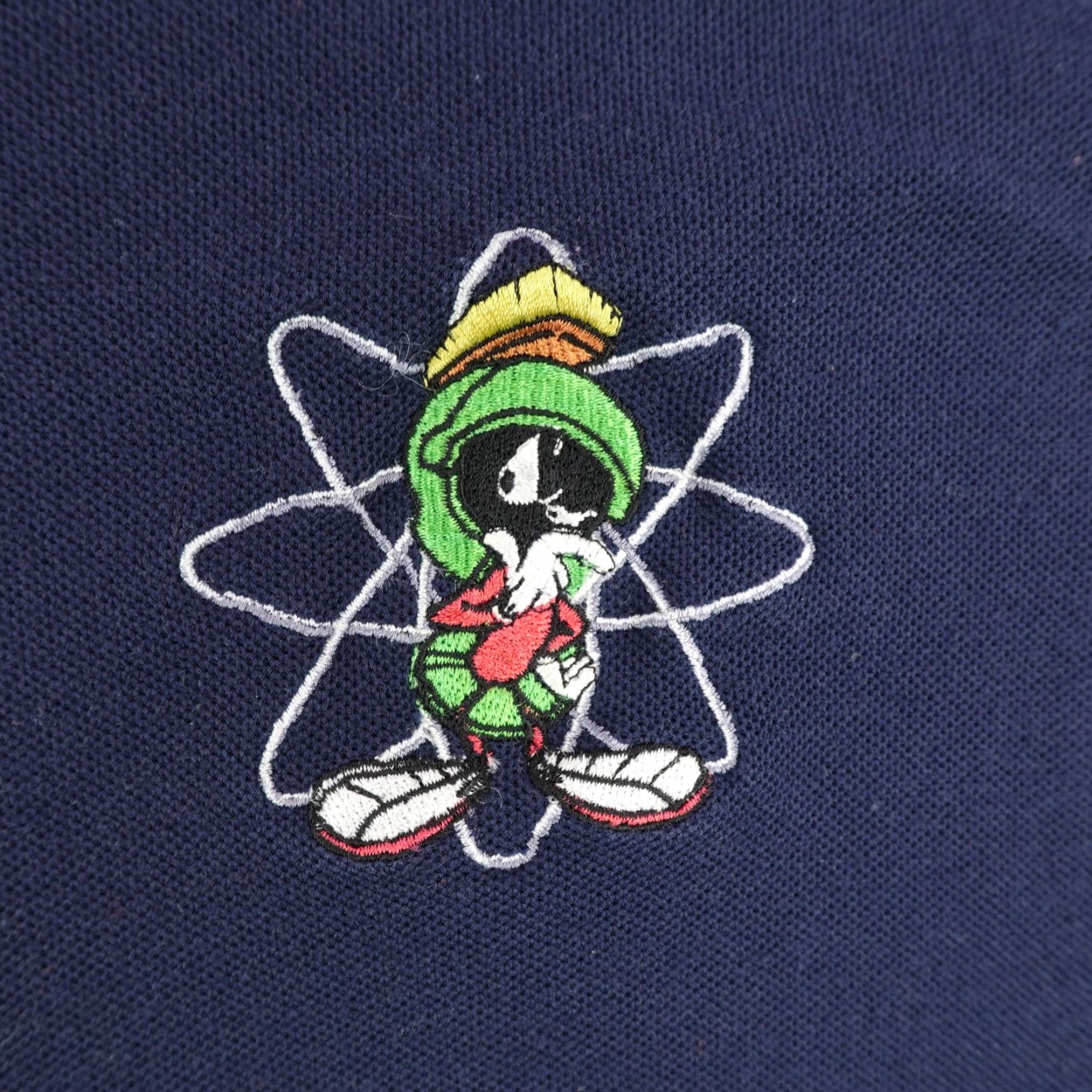 Vintage VINTAGE Looney Tunes ACME Polo Shirt Mens M Blue 90s Cartoon Marvin Martian Polo Short Sleeve Button Logo Cotton Polyester Knit Regular Man Size US M / EU 48-50 / 2 - 3 Thumbnail