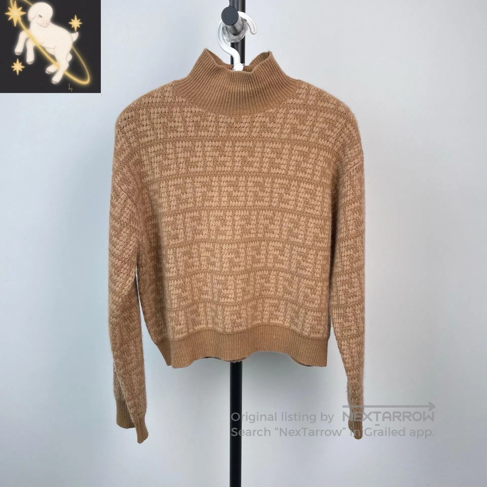 Fendi FENDI Caramel Brown Cashmere Half High Neck Full Print Lon Size XS / US 0-2 / IT 36-38 - 1 Thumbnail