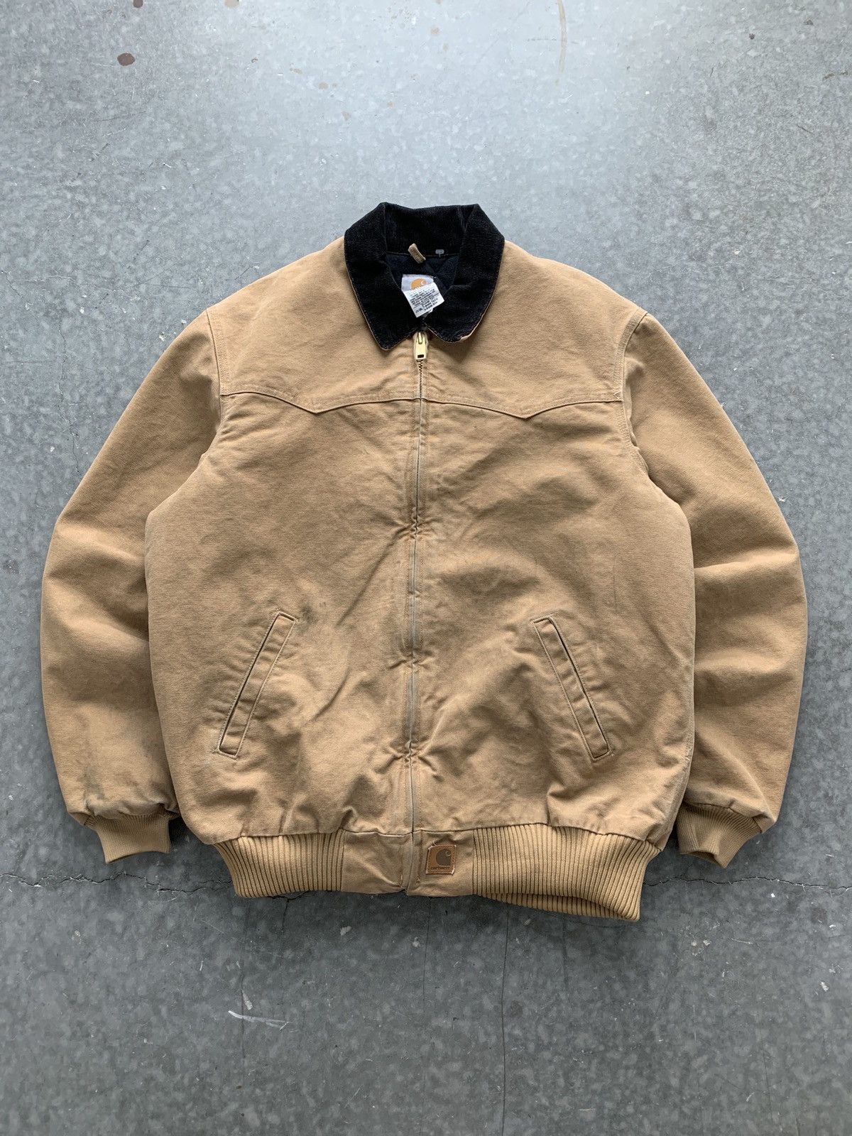 image of Crazy Vintage Y2K Carhartt Santa Fe Jacket Thrashed in Beige, Men's (Size XL)