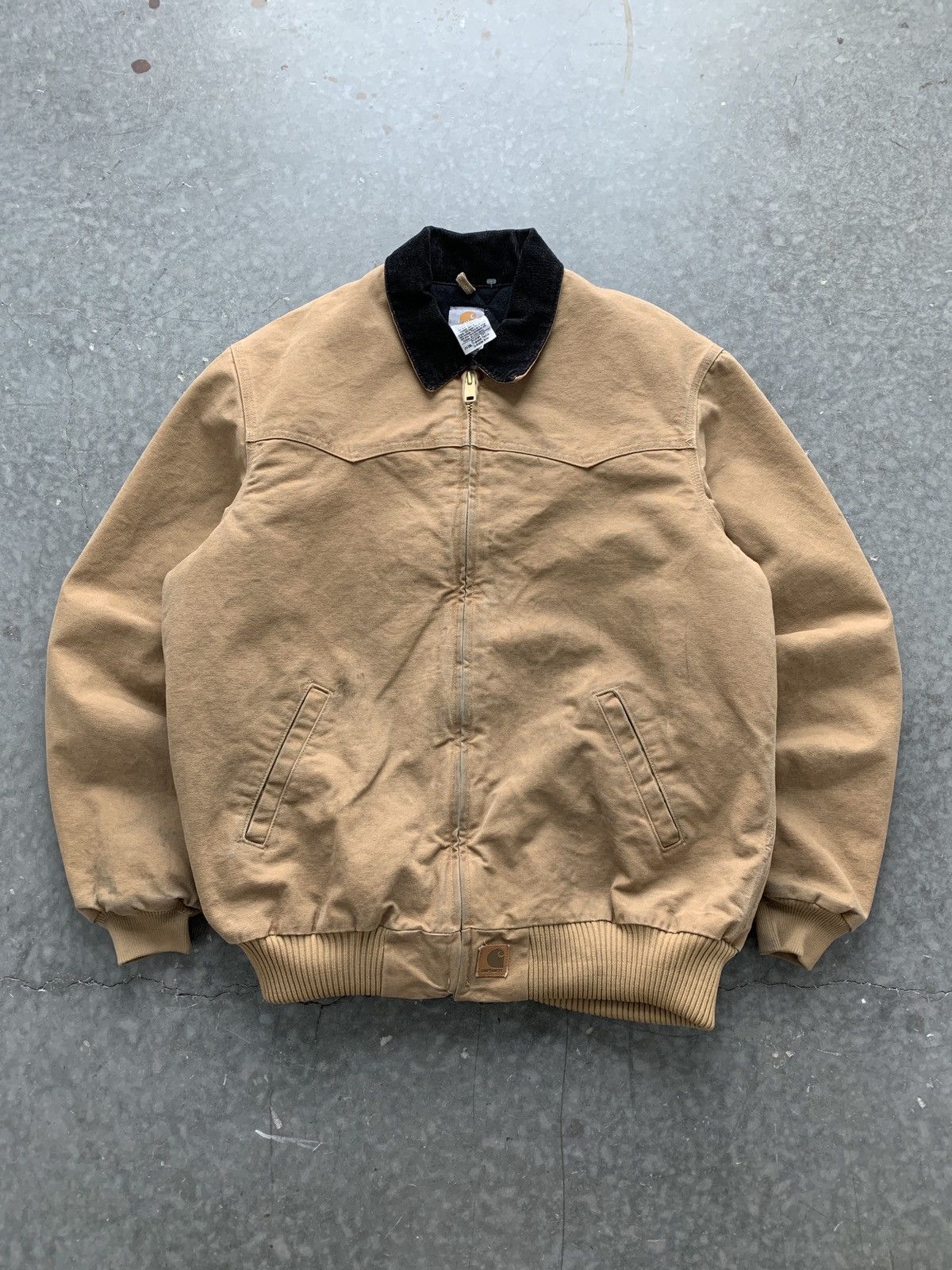 Pre-owned Carhartt X Vintage Crazy Vintage Y2k Carhartt Santa Fe Jacket Thrashed In Beige