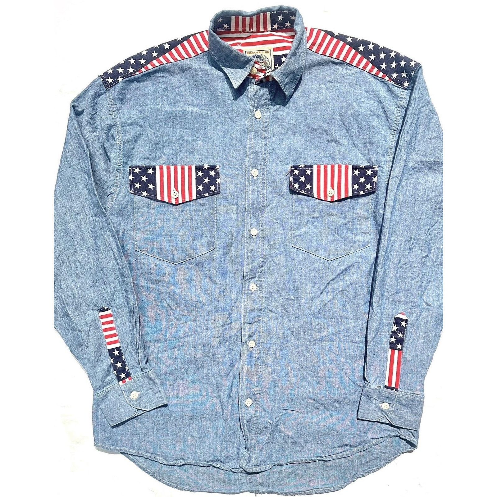 Other Biscote &Co denim shirt US flag inserts NoS 80s 2 available. Size US S / EU 44-46 / 1 - 1 Thumbnail
