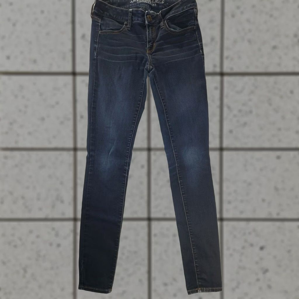 American Eagle Outfitters VINTAGE American Eagle Womens Skinny Jeans Size 4 Super Stretch Dark Wash (Note: Vintage tag present in data) Size 27" / US 4 / IT 40 - 1 Thumbnail