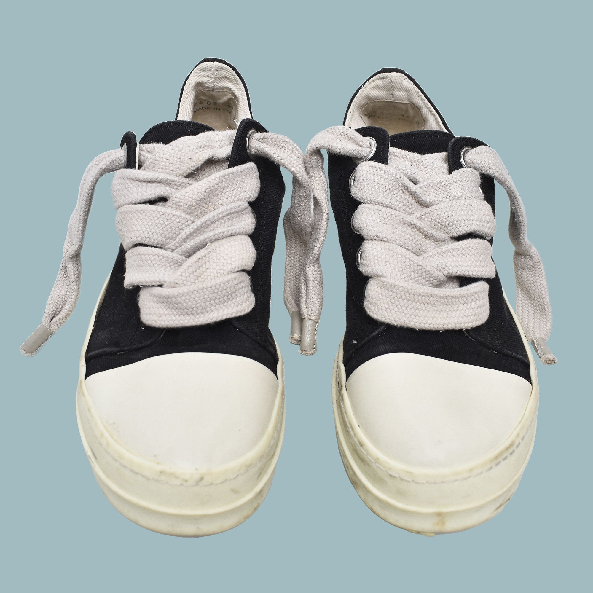 Rick Owens Drkshdw RICK OWENS DRKSHDW Jumbo Lace Ramones Low Canvas Sneakers Size US 11 / EU 44 - 2 Thumbnail