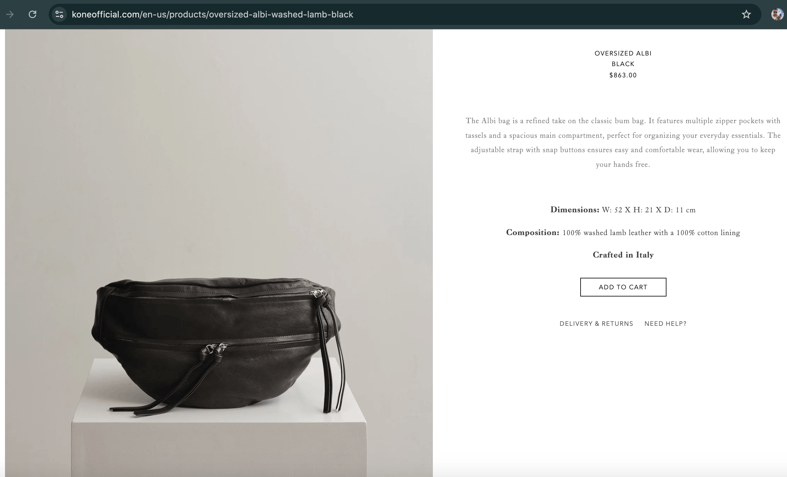Genuine Leather YVONNE KONE (Womens?) Black Leather Oversized Albi Bum Bag Size ONE SIZE - 4 Thumbnail