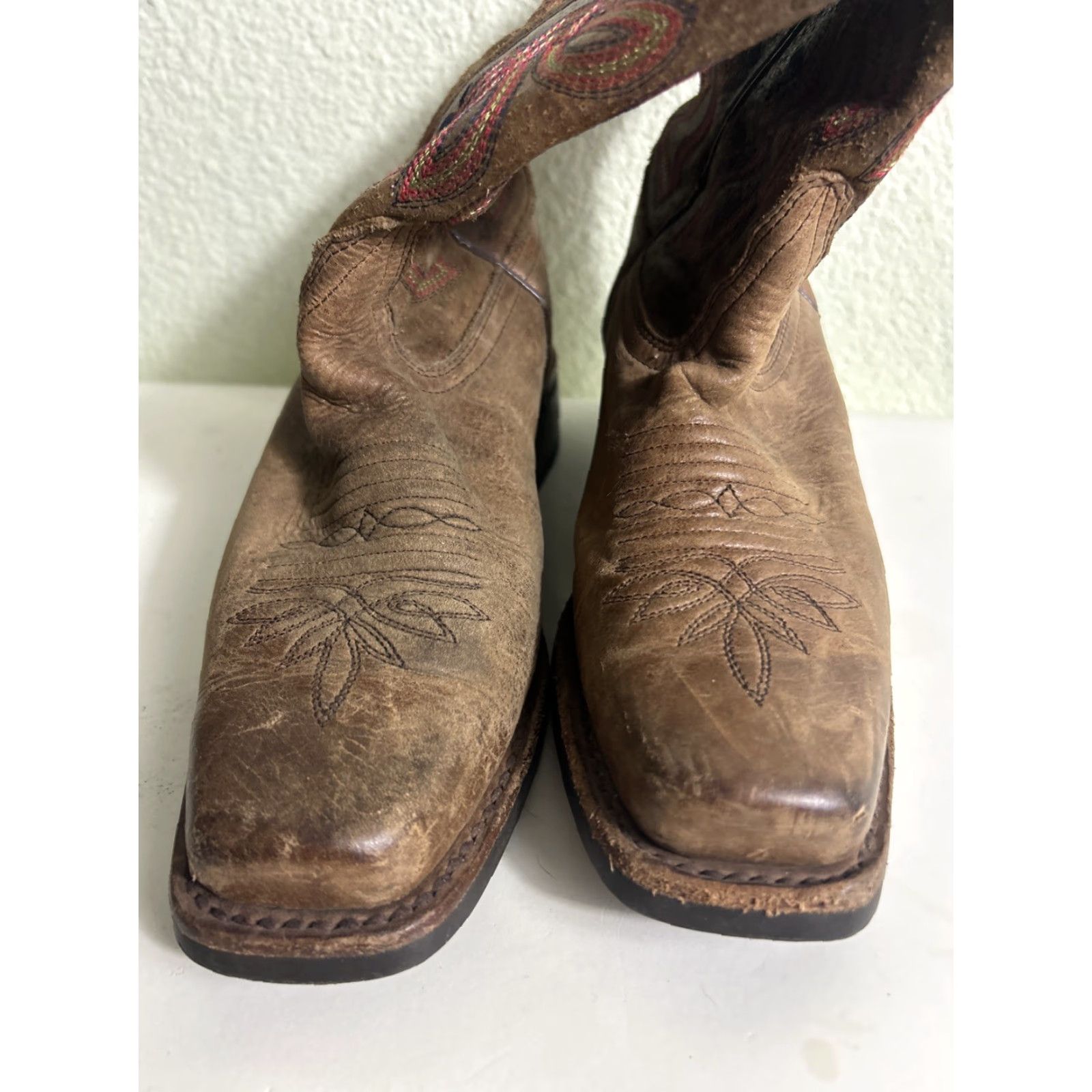 Tony Lama Tony Lama Aquilla 3R2202L Brown Square Toe 11" Boots Womens 6B Leather Western Cowboy Casual Dress Outdoor Party Work Glove? Size US 6 / IT 36 - 4 Thumbnail