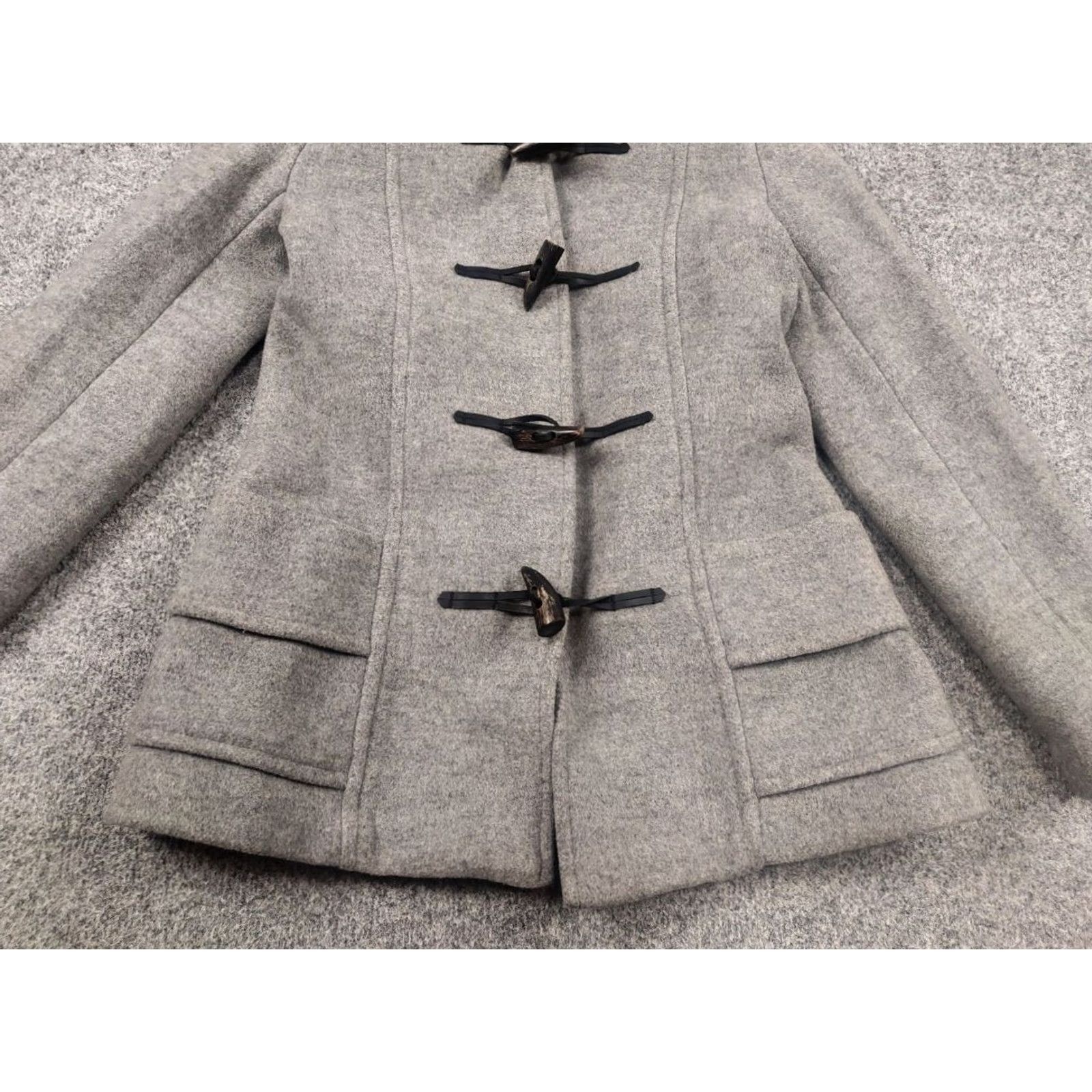 Gloverall VINTAGE Gloverall Duffle Coats Gray Wool Button Hooded Women's Short Jacket Size 28" / US 6 / IT 42 - 4 Thumbnail
