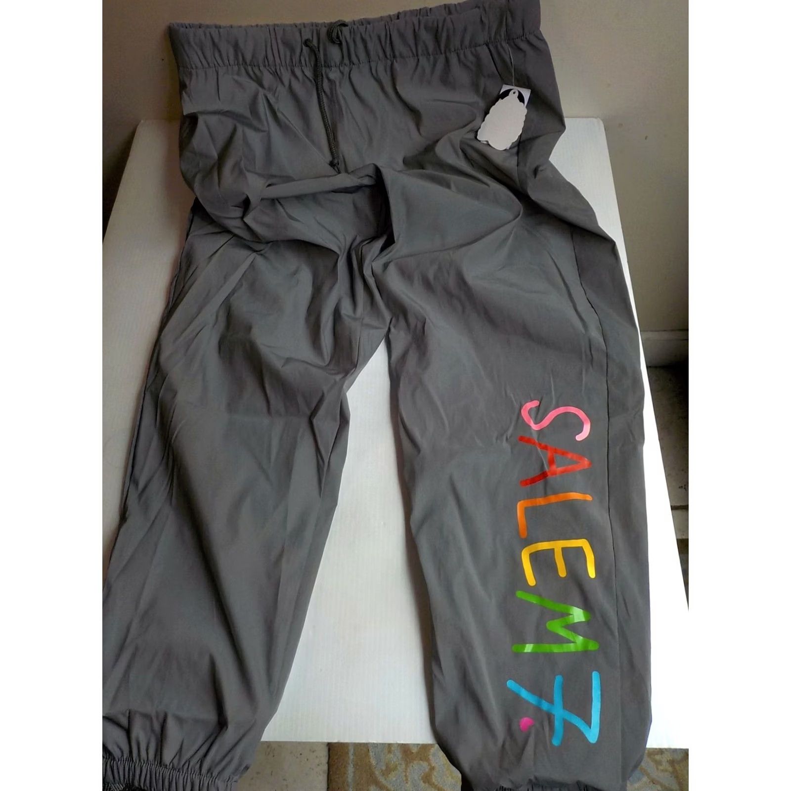 Rainbow SALEM 7 Mens Reflective Joggers Gray with Rainbow Lettering SZ XL NWT Polyester Pants Jogger Activewear mens Size US 34 / EU 50 - 2 Thumbnail