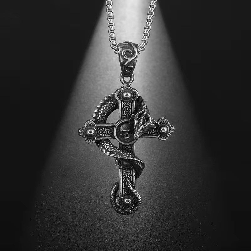 Jewelry × Vintage Dragon Wrap Cross Pendant Necklace Size ONE SIZE - 2 Thumbnail