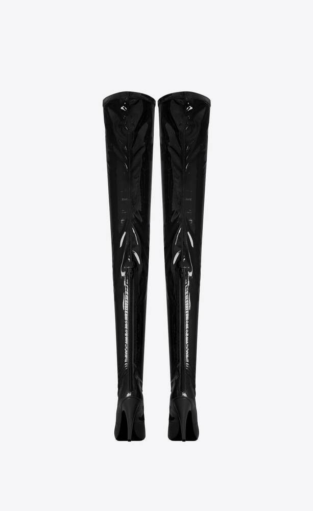 Saint Laurent Paris o1bcso1str0125 Aylah Over The Knee Boots in Black Size US 7 / IT 37 - 4 Thumbnail