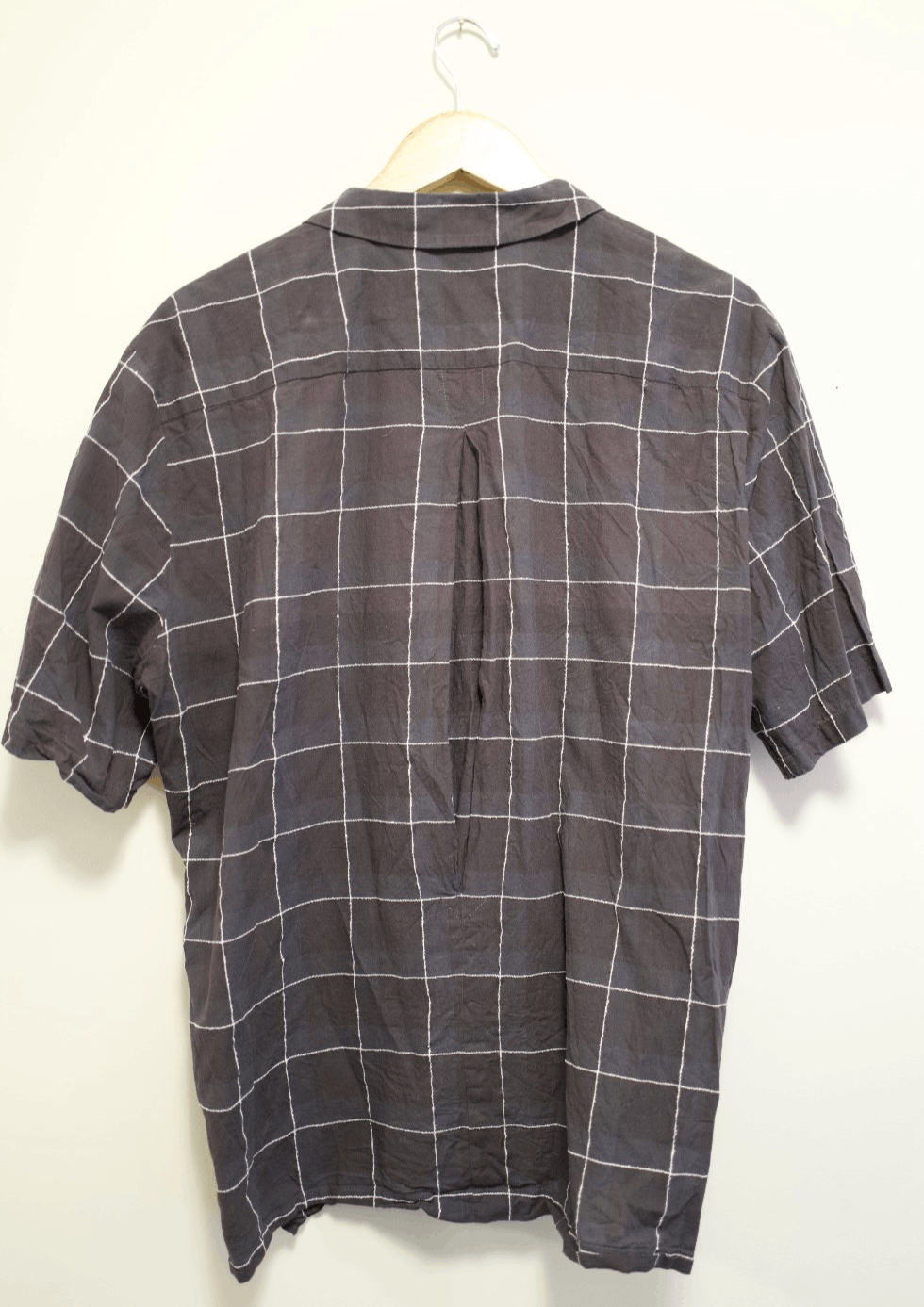 Frame Windowpane Button Up Short Sleeve Shirt, Gray, XL Size US XL / EU 56 / 4 - 2 Thumbnail