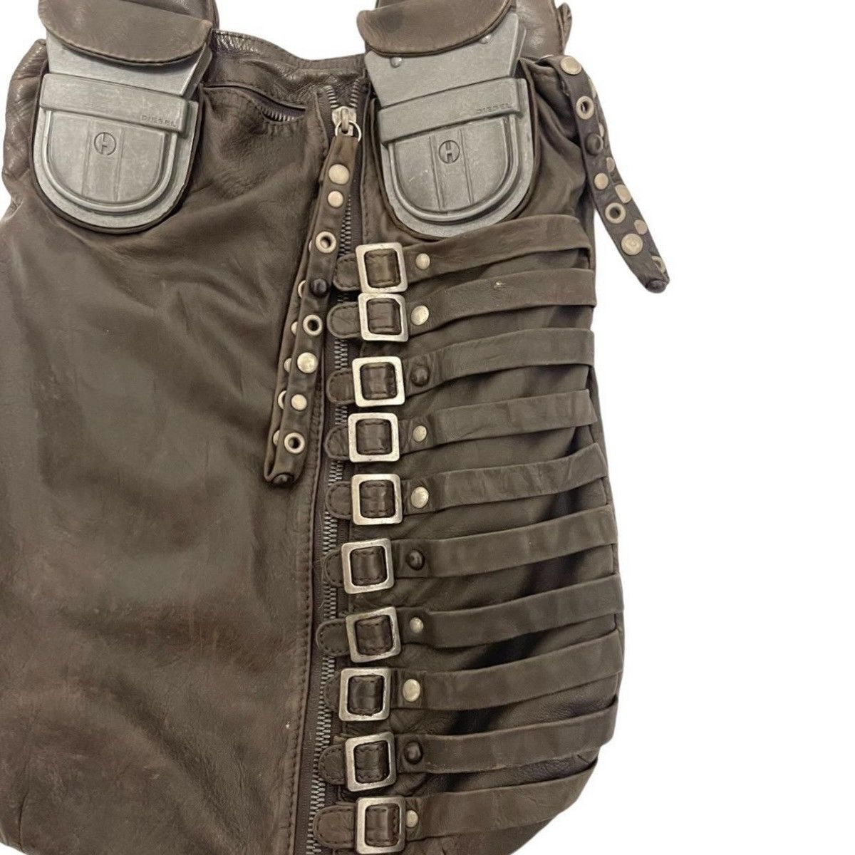 Diesel Diesel Brown Leather Steampunk Hardware Shoulder Bag Size ONE SIZE - 3 Thumbnail