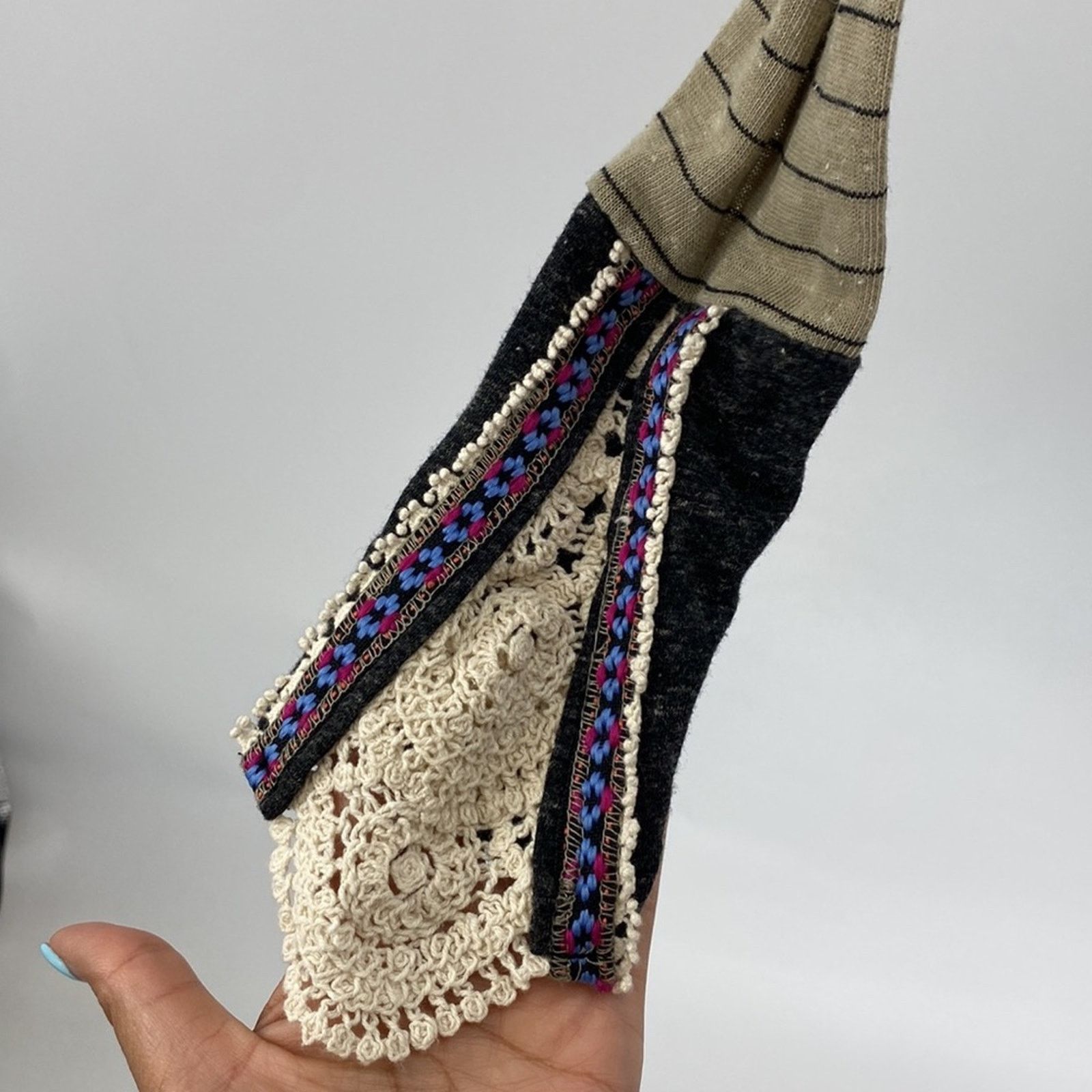 BKE BKE Buckle Flax Blend Striped Crochet Cuff Lightweight Size XS / US 0-2 / IT 36-38 - 2 Thumbnail