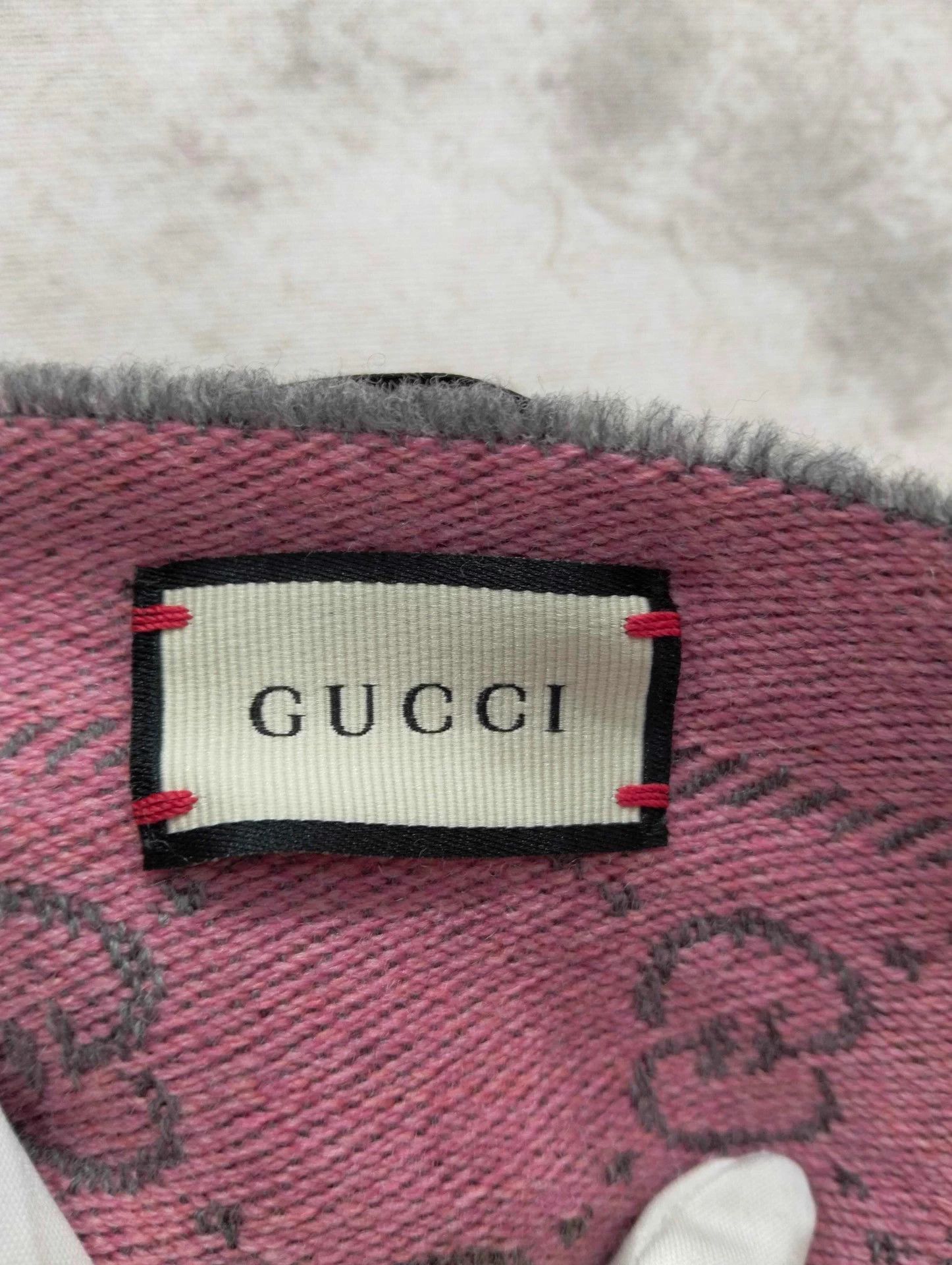 Gucci Gucci Gray Pink Wool Scarf Size ONE SIZE - 3 Thumbnail
