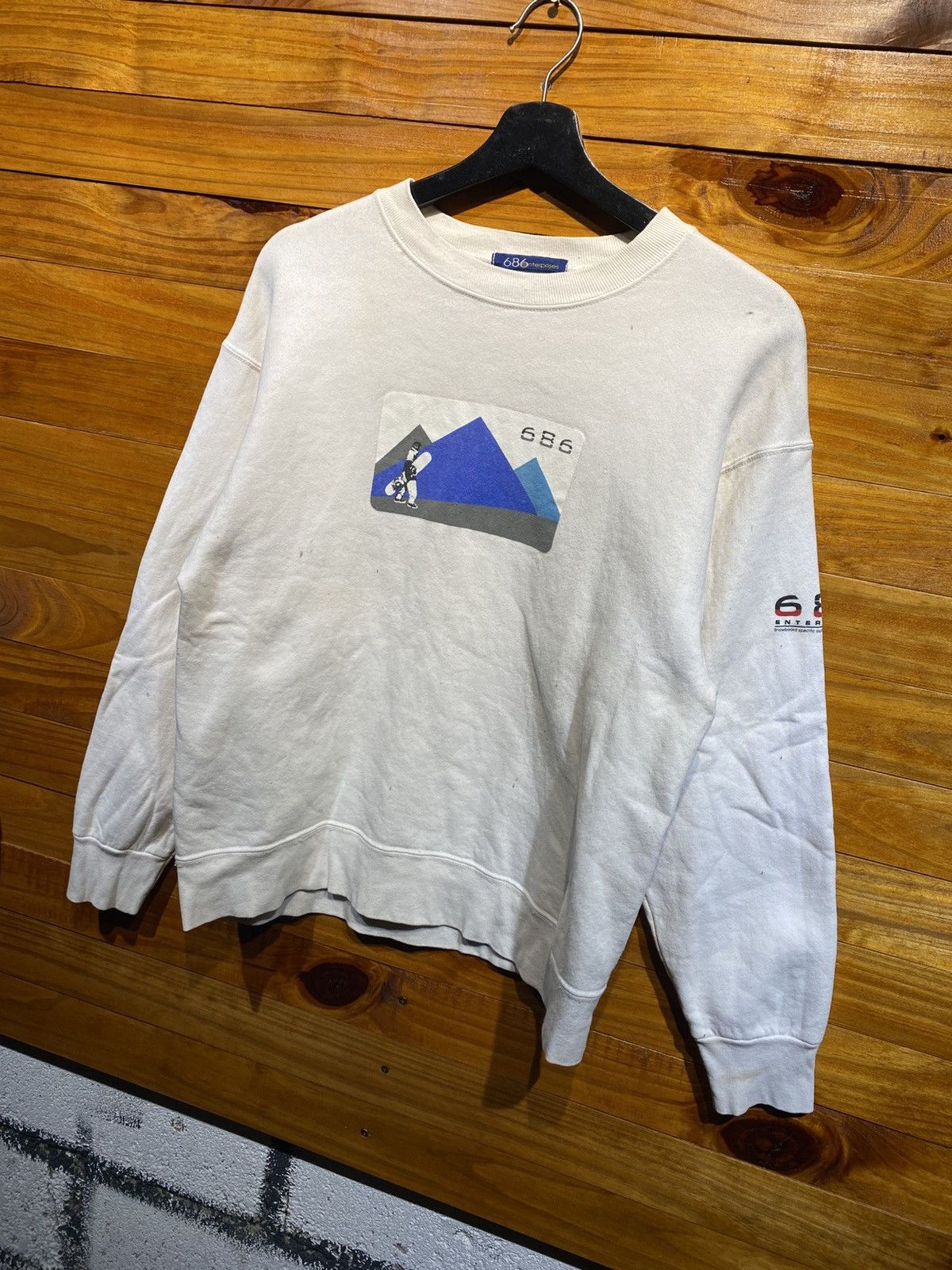686 Vintage 686 Enterprises Snowboarding Sweatshirt White Size US M / EU 48-50 / 2 - 2 Thumbnail