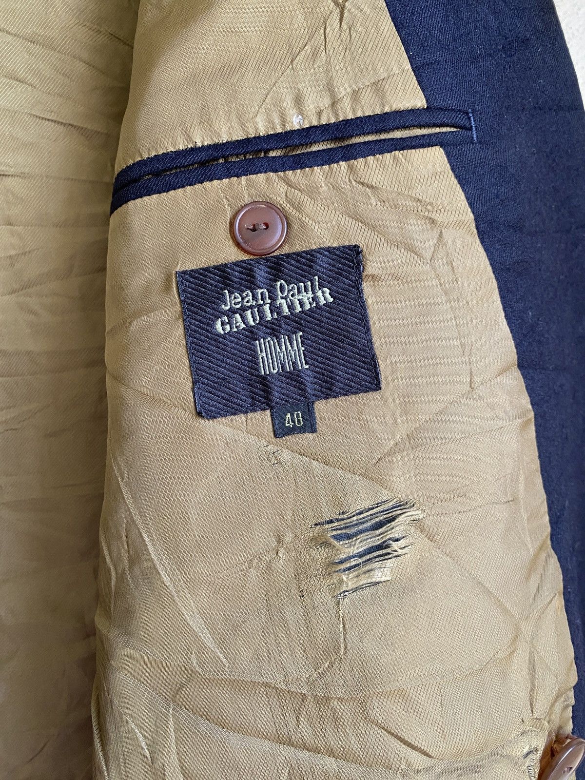 Japanese Brand × Jean Paul Gaultier ✨Steals✨Jean Paul Gaultier Homme Blazers Distressed Size 48S - 11 Thumbnail